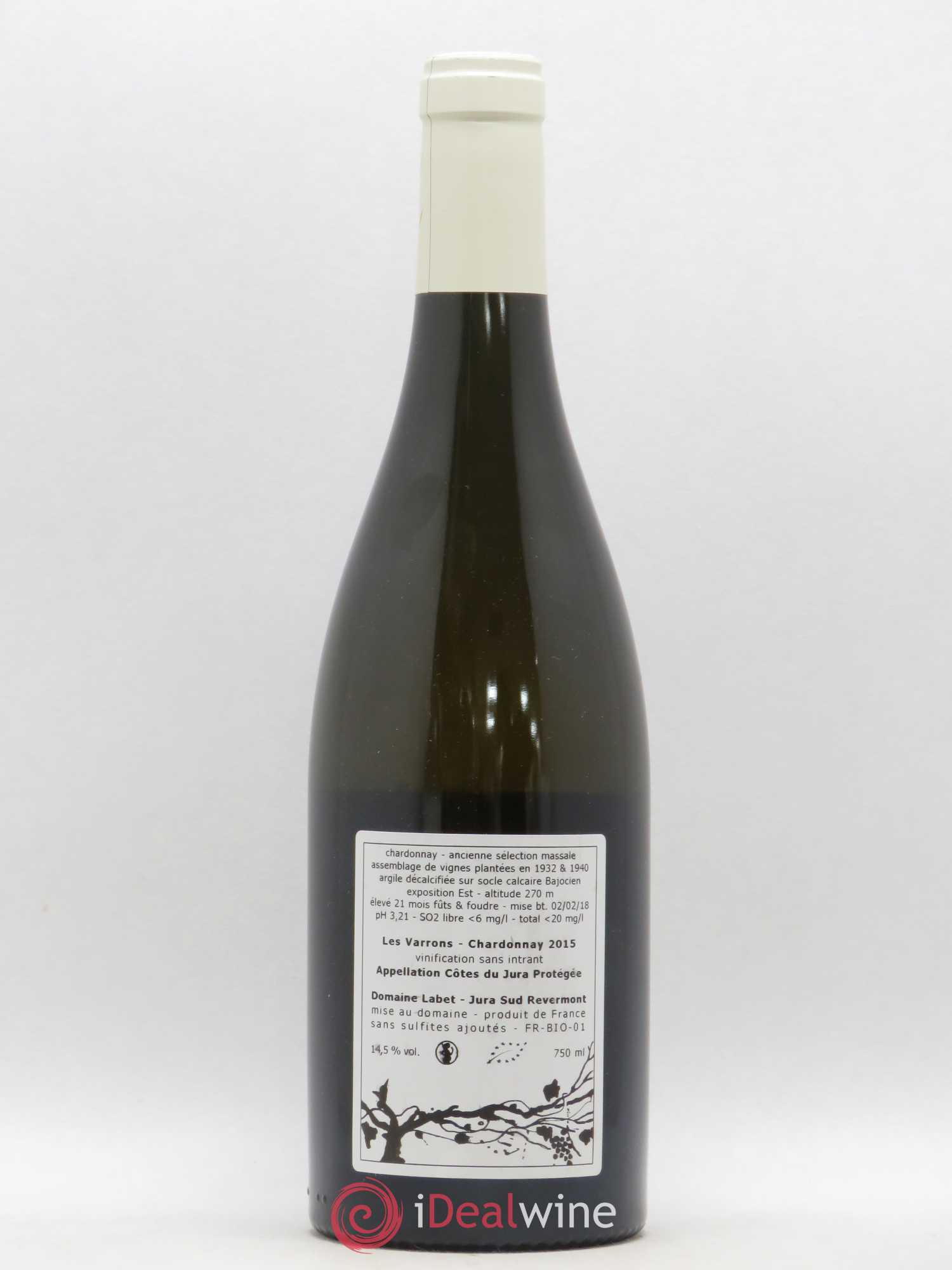 Côtes du Jura Chardonnay Les Varrons Macération Romain - Julien - Charline Labet 2015 - Lot de 1 bouteille - 1