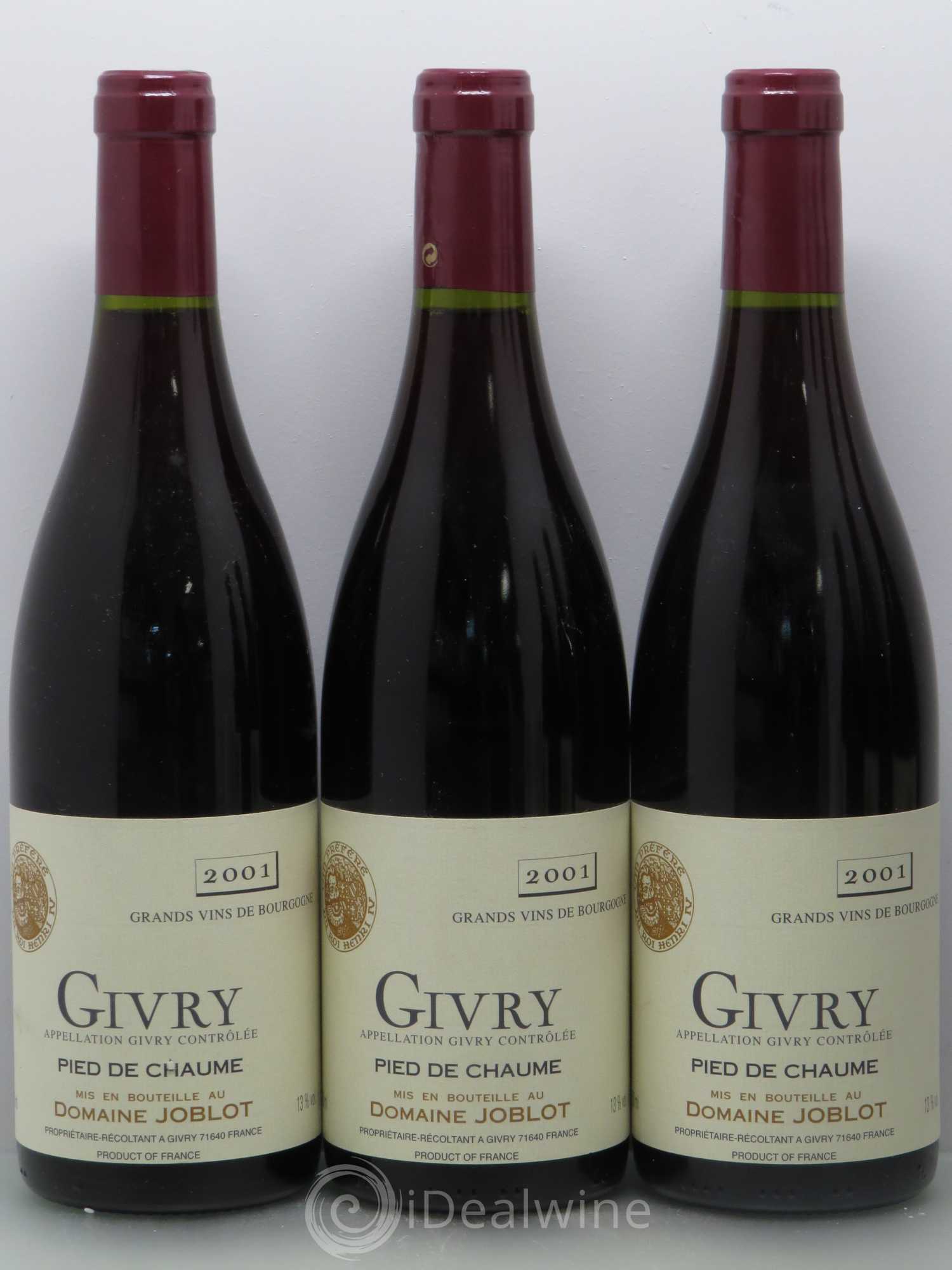 Givry Pied de Chaume Joblot (Domaine) 2001 - Lot de 6 bouteilles - 1