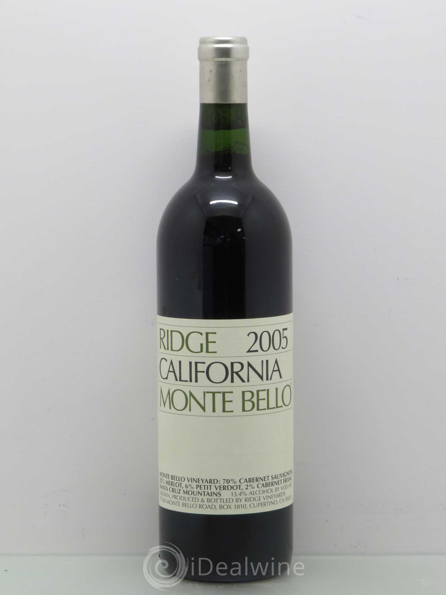 Santa Cruz Mountains Monte Bello Ridge Vineyards 2005 - Lot de 1 bouteille - 0