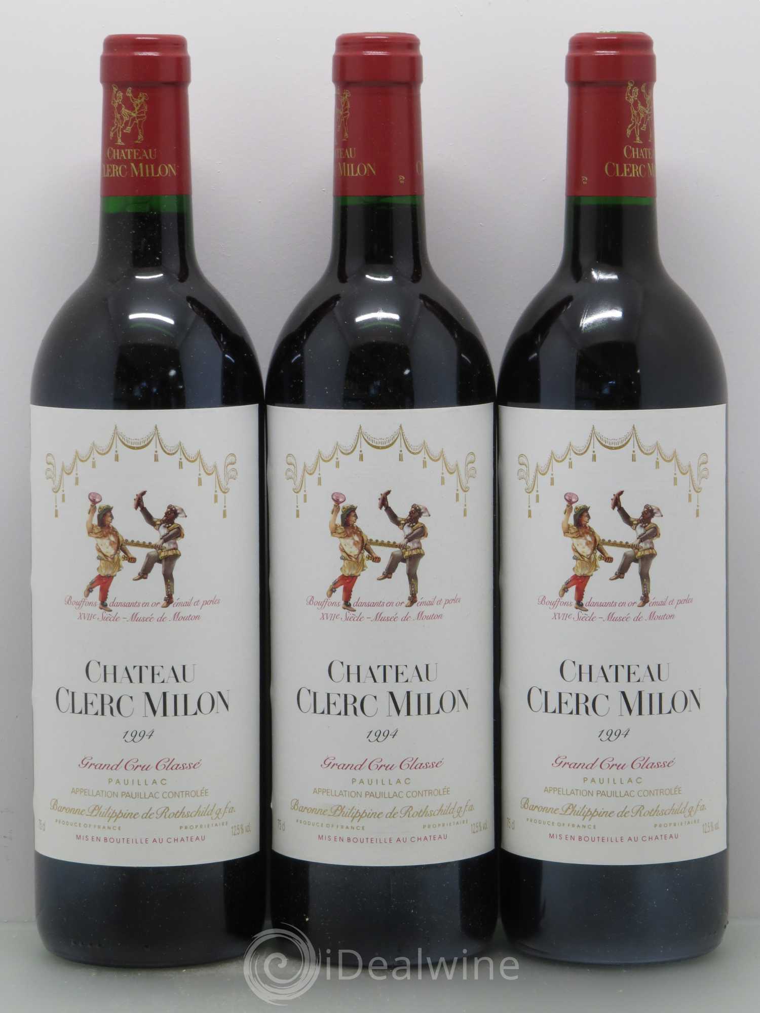 Château Clerc Milon 5ème Grand Cru Classé 1994 - Lot de 3 bouteilles - 0