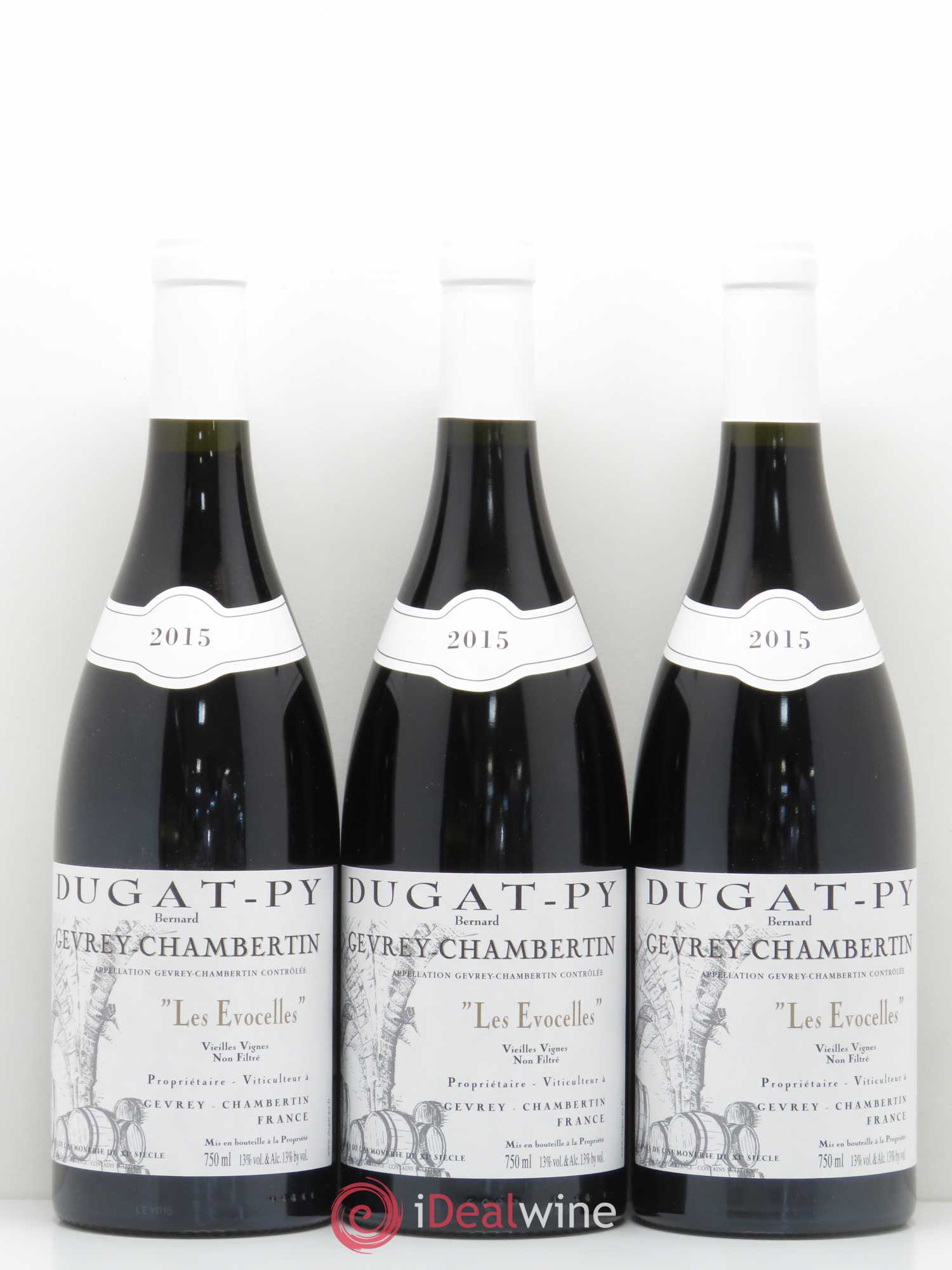 Gevrey-Chambertin Les Evocelles Vieilles Vignes Dugat-Py Vieilles vignes 2015 - Lot de 3 bouteilles - 0