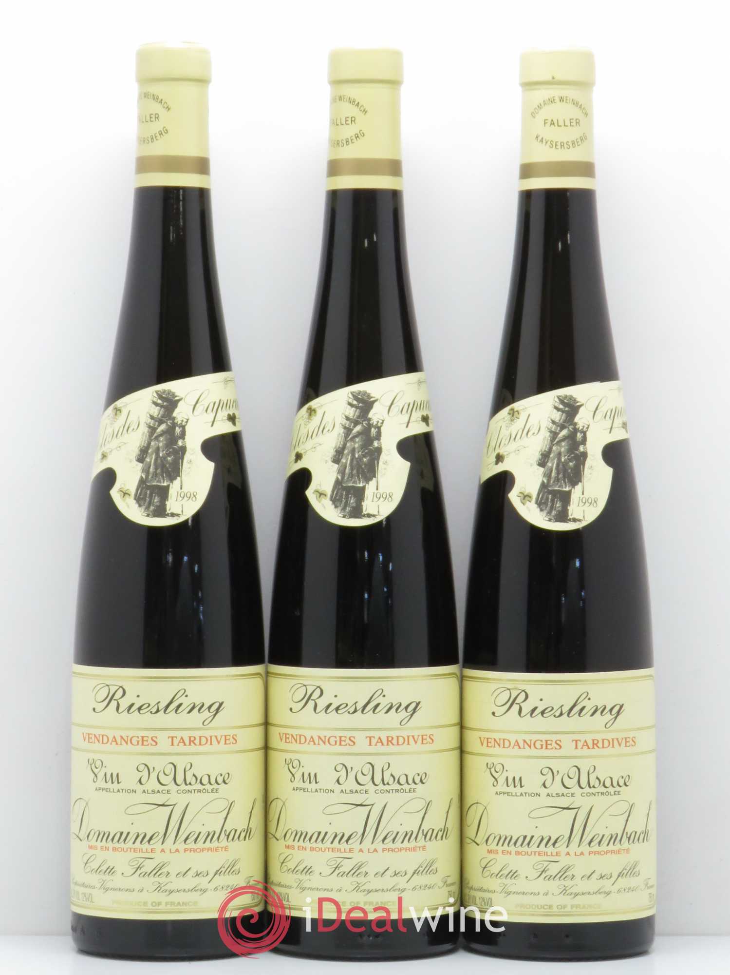 Alsace Riesling Vendanges Tardives Weinbach (Domaine) 1998 - Lotto di 3 bottiglie - 0