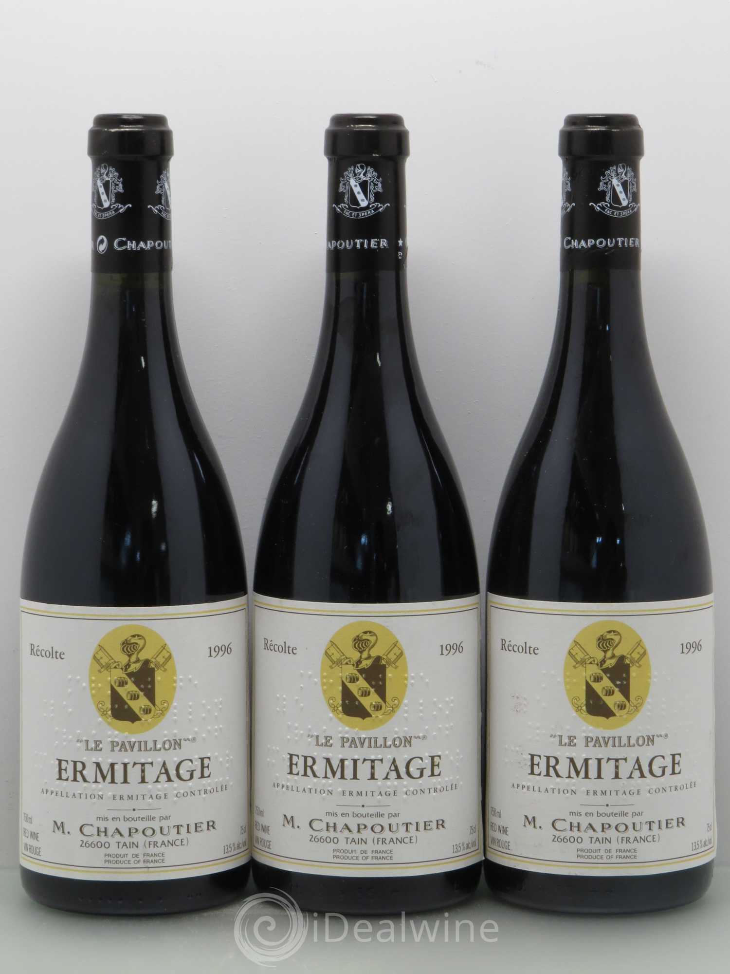 Hermitage Ermitage Le Pavillon Chapoutier 1996 - Lot de 3 bouteilles - 0