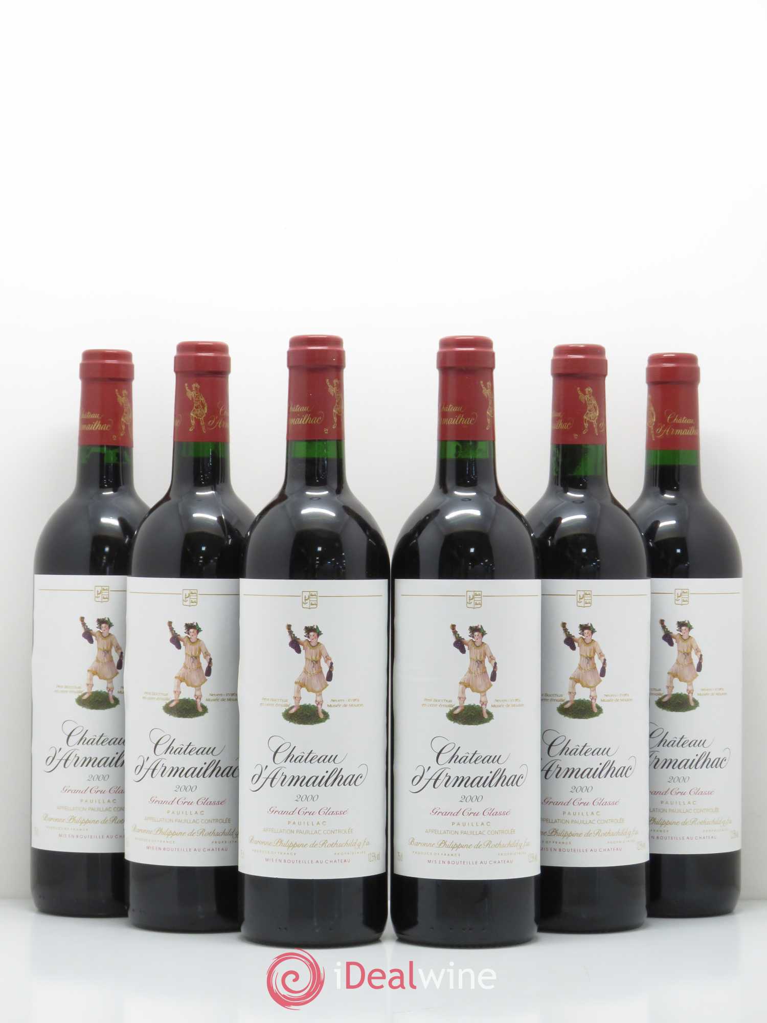 Château d' Armailhac - Mouton Baron(ne) Philippe 5ème Grand Cru Classé 2000 - Lot de 6 bouteilles - 0