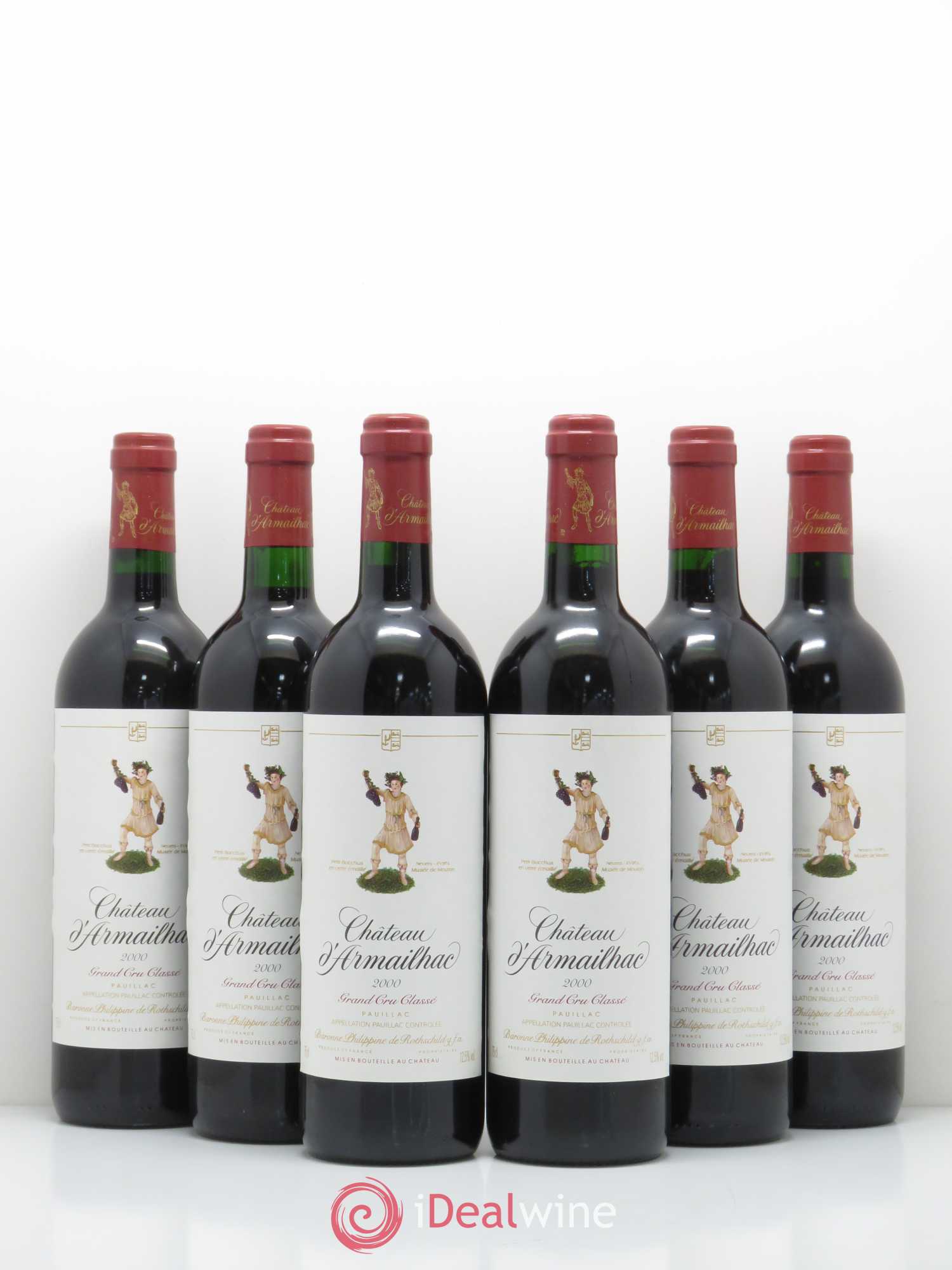 Château d' Armailhac - Mouton Baron(ne) Philippe 5ème Grand Cru Classé 2000 - Lot de 6 bouteilles - 0
