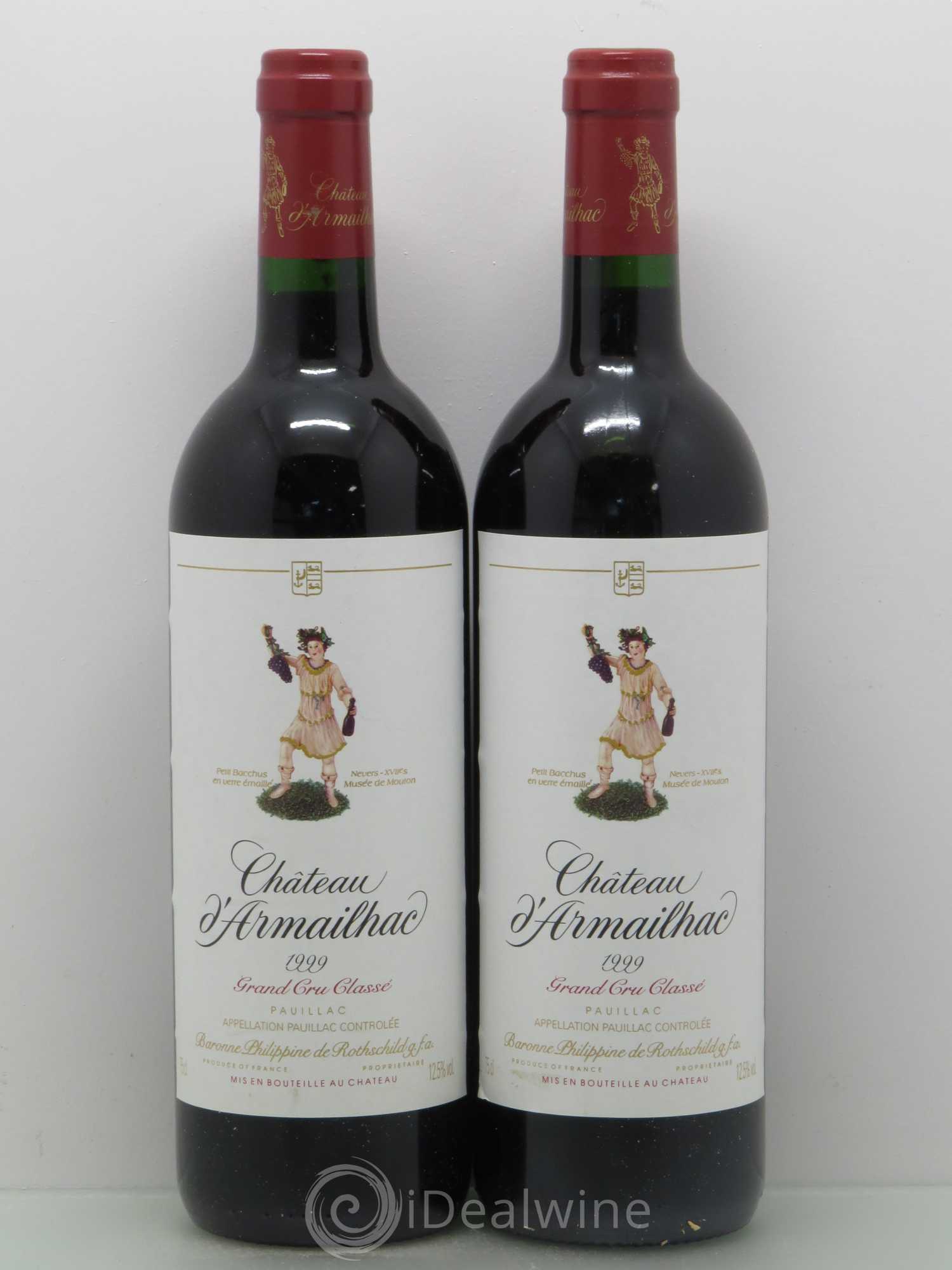 Château d' Armailhac - Mouton Baron(ne) Philippe 5ème Grand Cru Classé 1999 - Lot de 2 bouteilles - 0