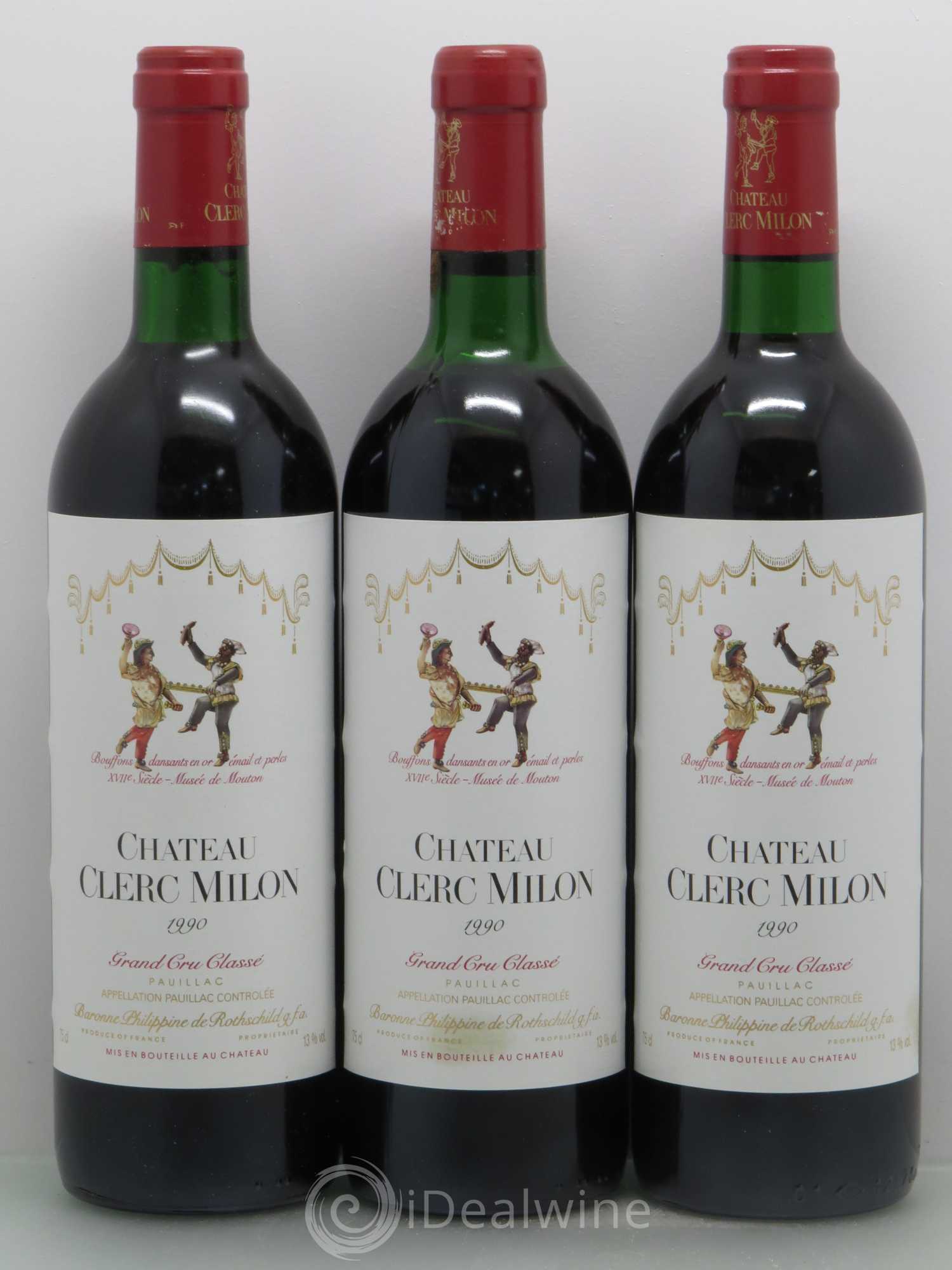 Château Clerc Milon 5ème Grand Cru Classé 1990 - Lot de 3 bouteilles - 0