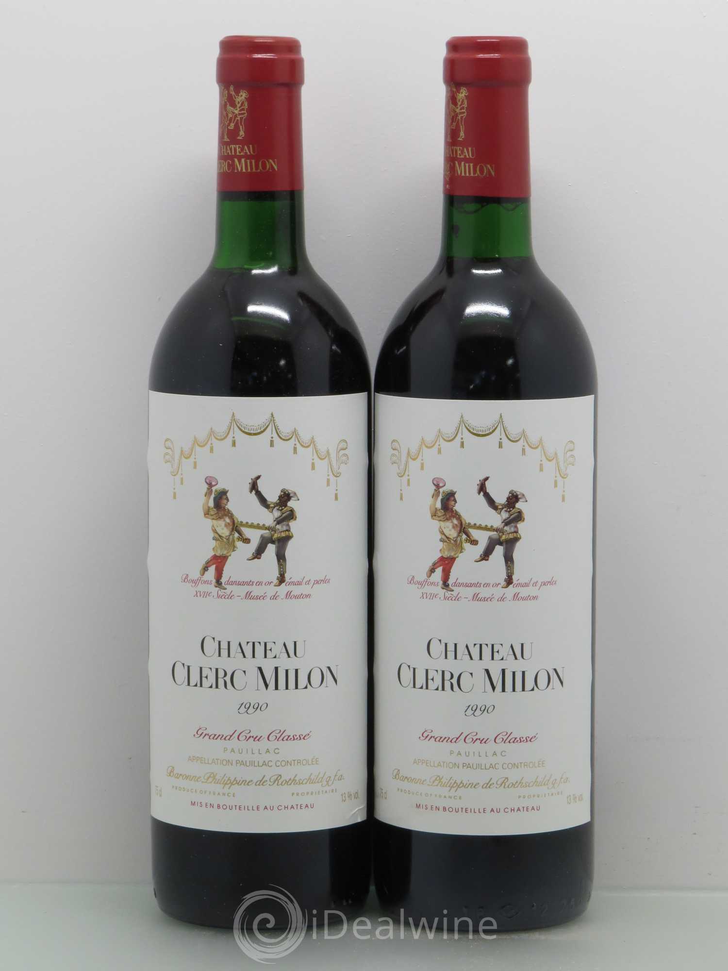 Château Clerc Milon 5ème Grand Cru Classé 1990 - Lot de 2 bouteilles - 0