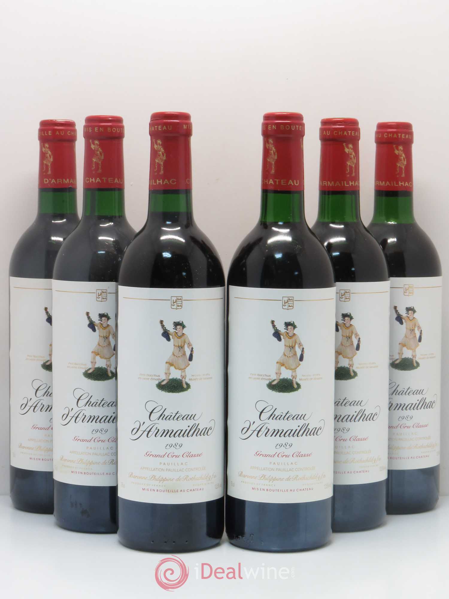 Château d' Armailhac - Mouton Baron(ne) Philippe 5ème Grand Cru Classé 1989 - Lot de 6 bouteilles - 0