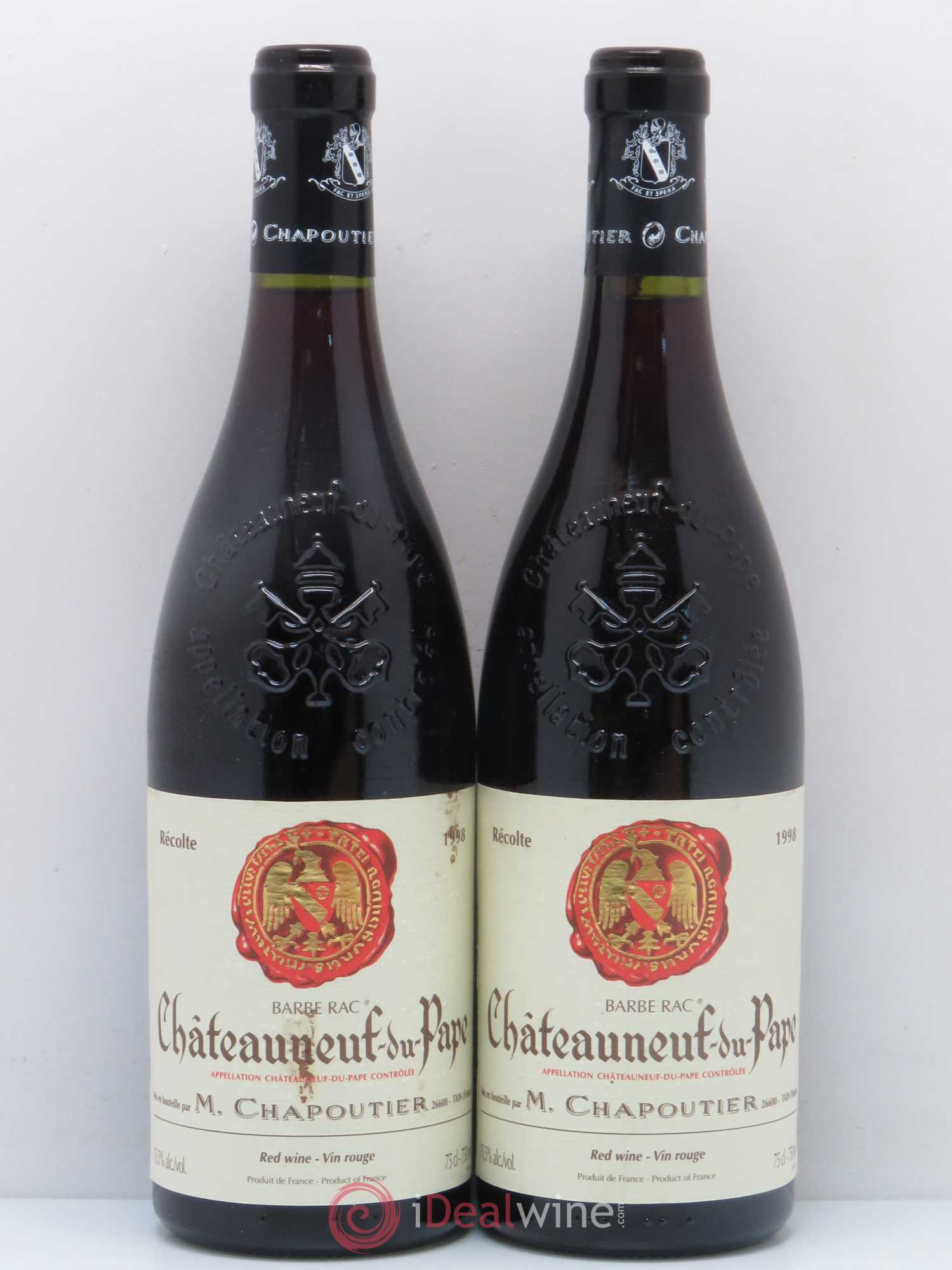 Châteauneuf-du-Pape Barbe Rac Chapoutier 1998 - Posten von 2 Flaschen - 0