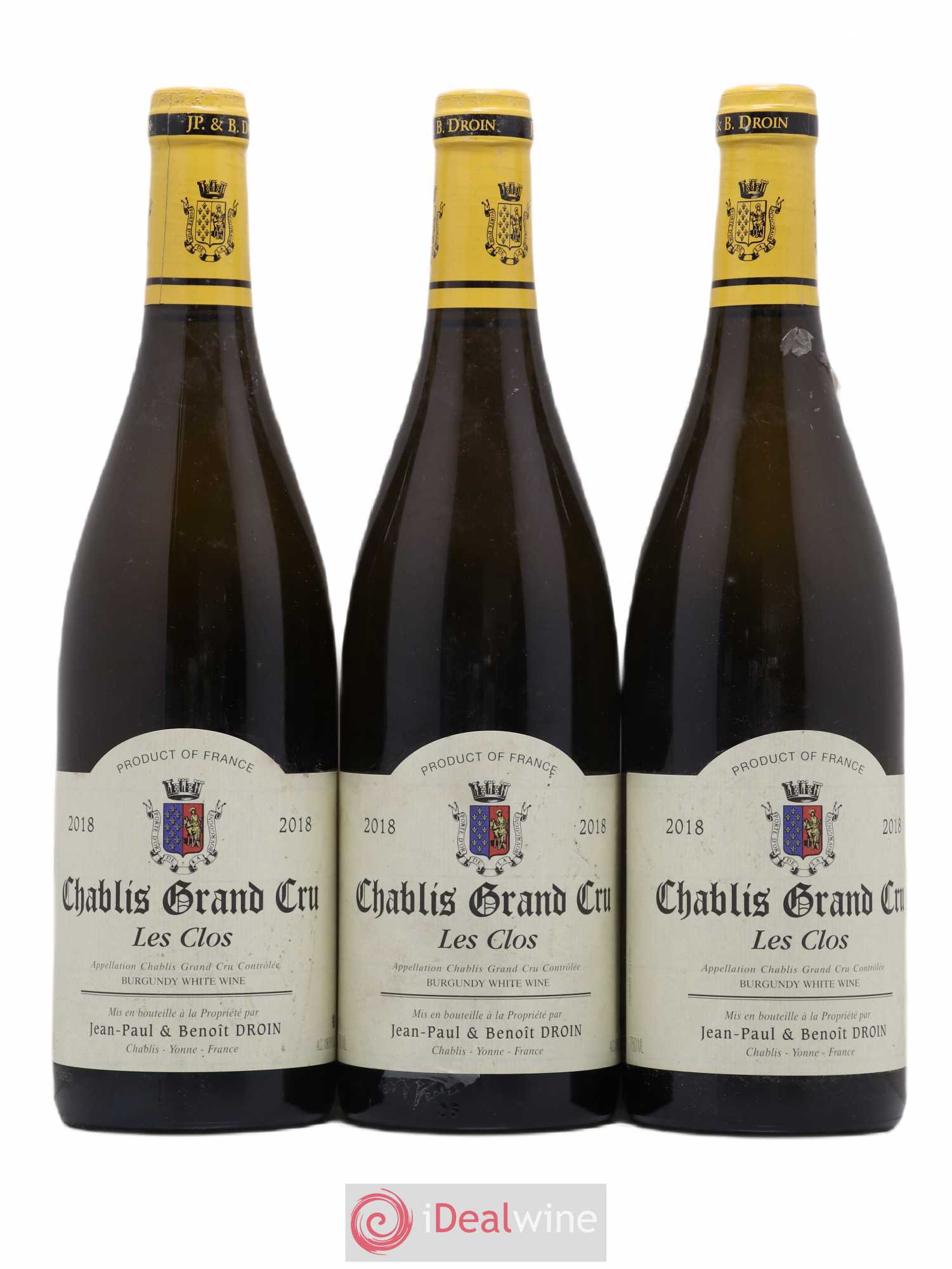Chablis Grand Cru Les Clos Jean-Paul & Benoît Droin (Domaine) 2018 - Lot de 3 bouteilles - 0
