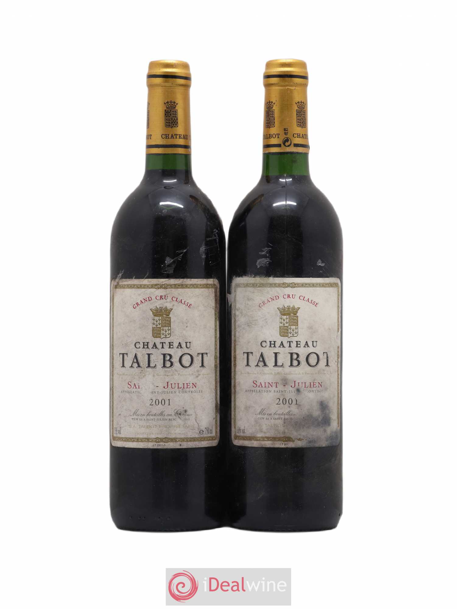 Château Talbot 4ème Grand Cru Classé 2001 - Lot de 2 bouteilles - 0