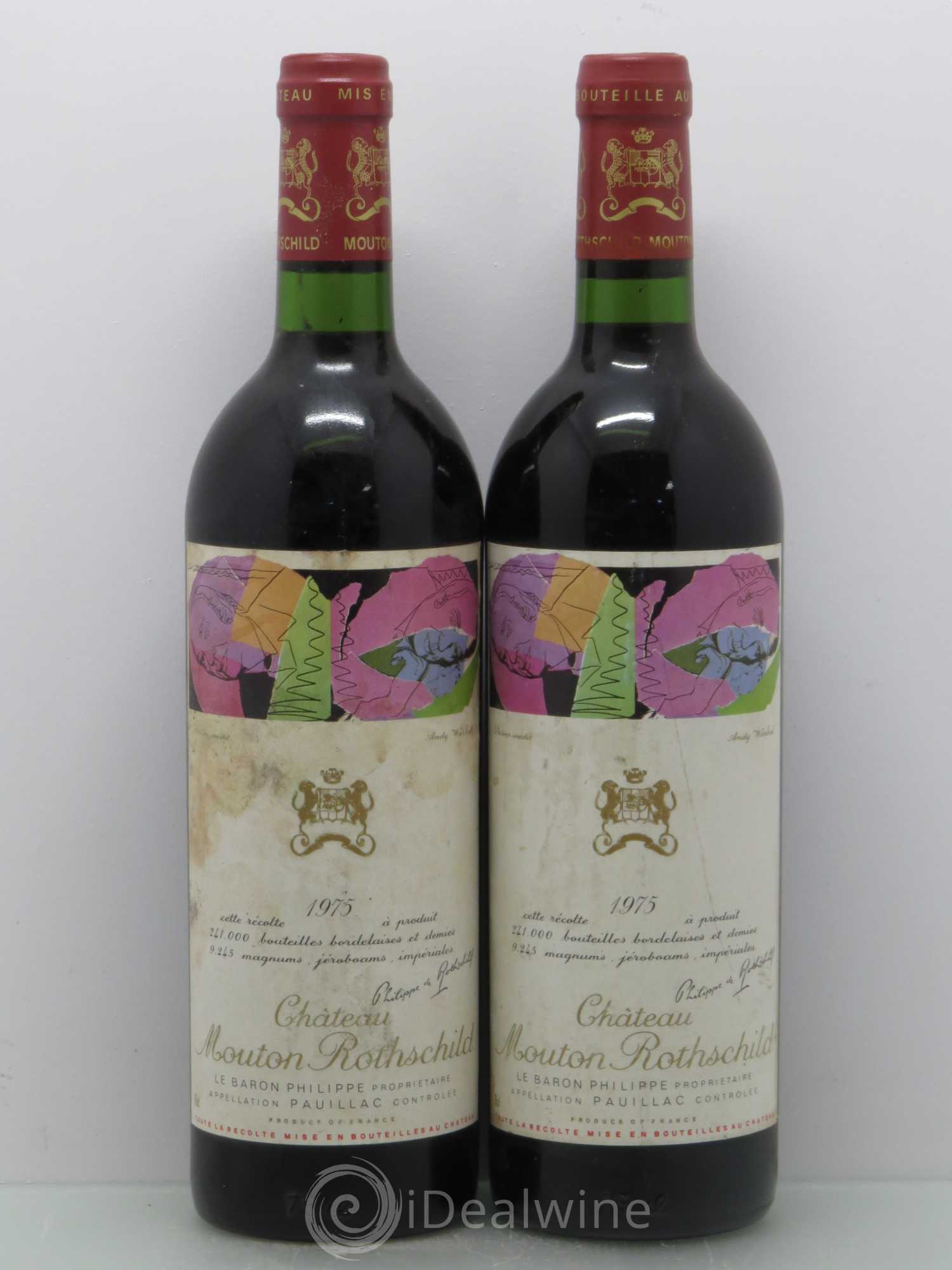 Château Mouton Rothschild 1er Grand Cru Classé 1975 - Lot de 2 bouteilles - 0
