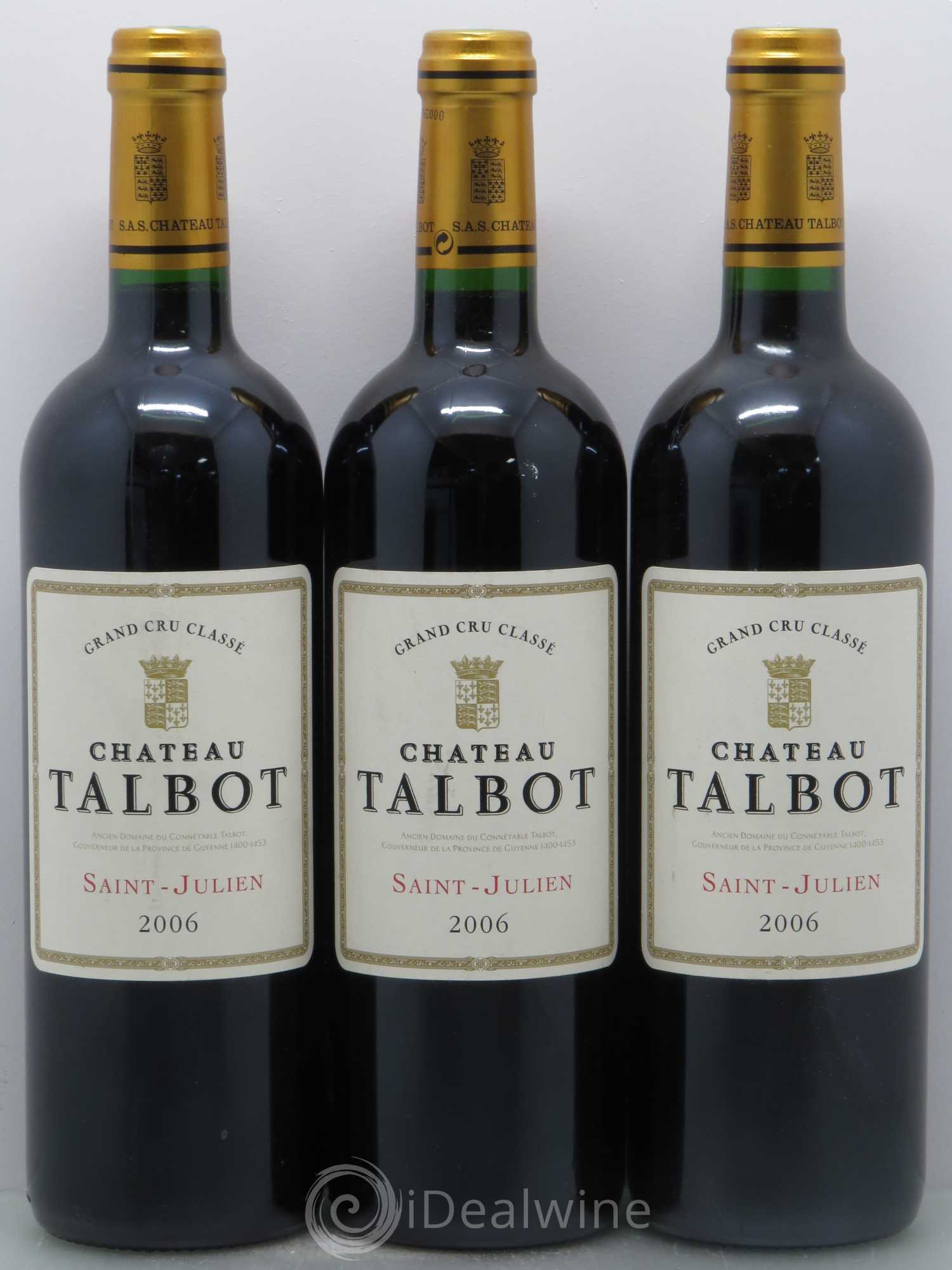 Château Talbot 4ème Grand Cru Classé 2006 - Lot de 3 bouteilles - 0