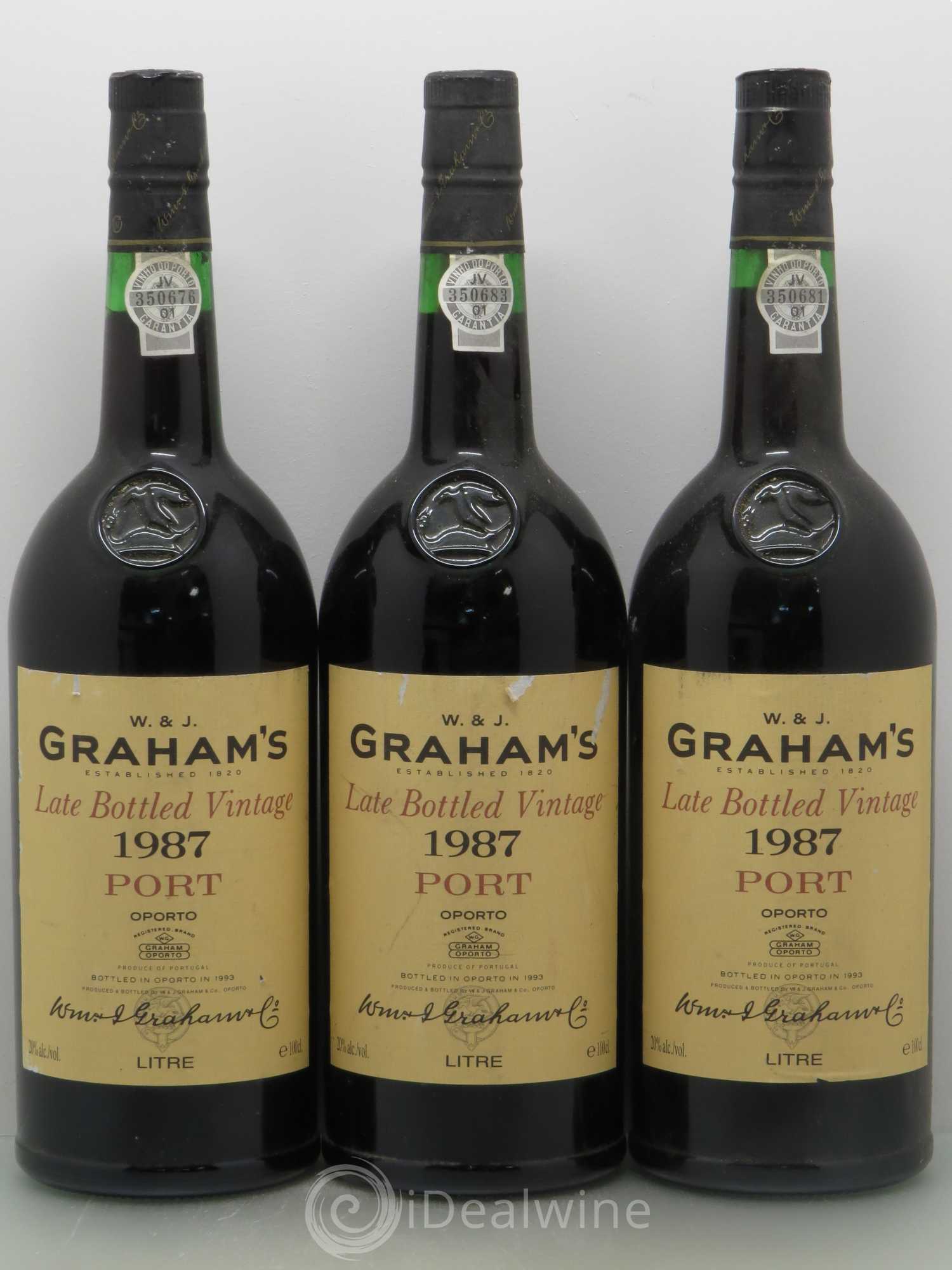 Porto W&J Graham' Vintage Late Bottled Vintage 1987 - Lot de 3 bouteilles - 0