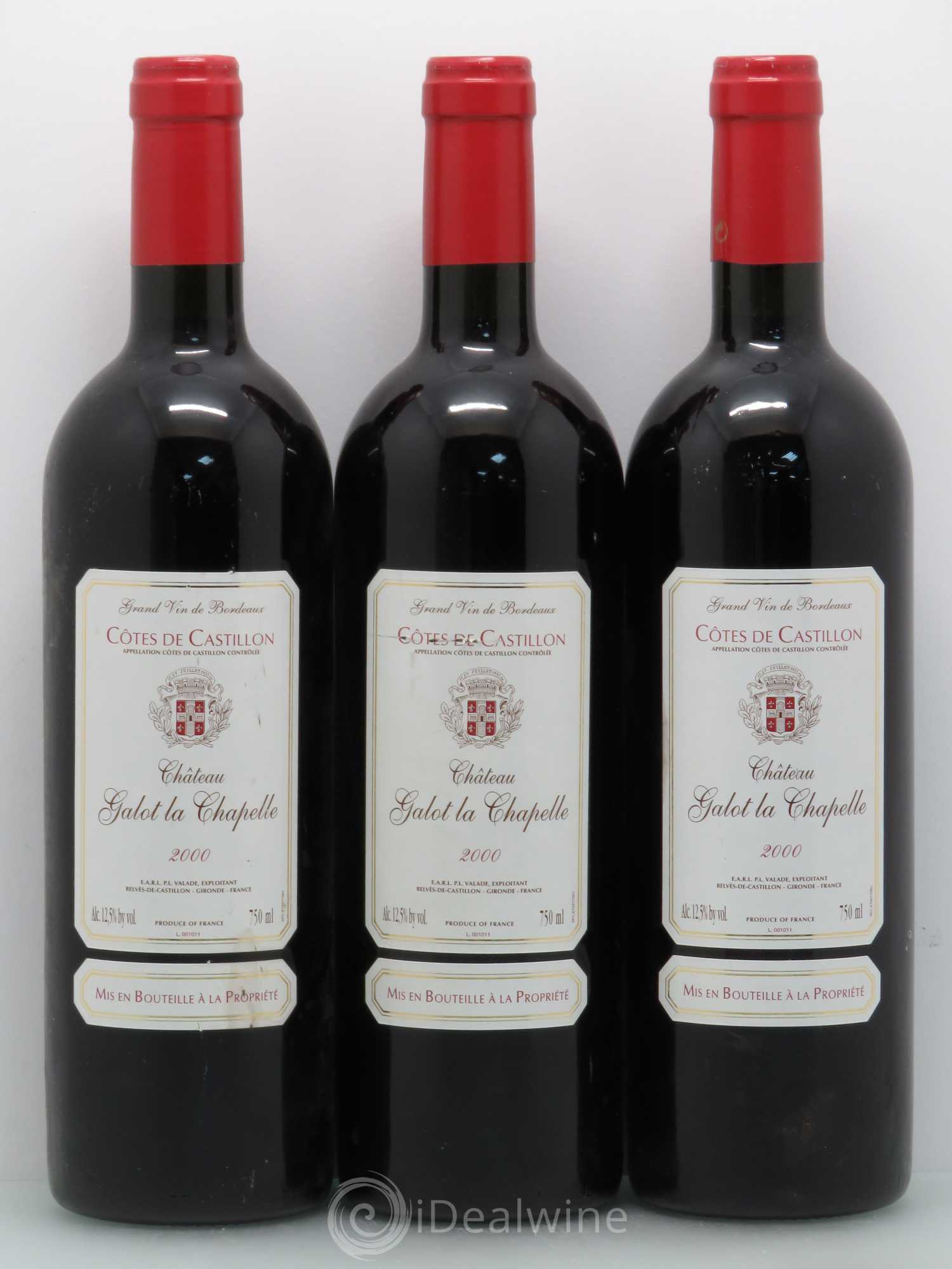 Castillon-Côtes-de-Bordeaux (Côtes-de-Castillon) Château Galot La Chappelle 2000 - Posten von 12 Flaschen - 3