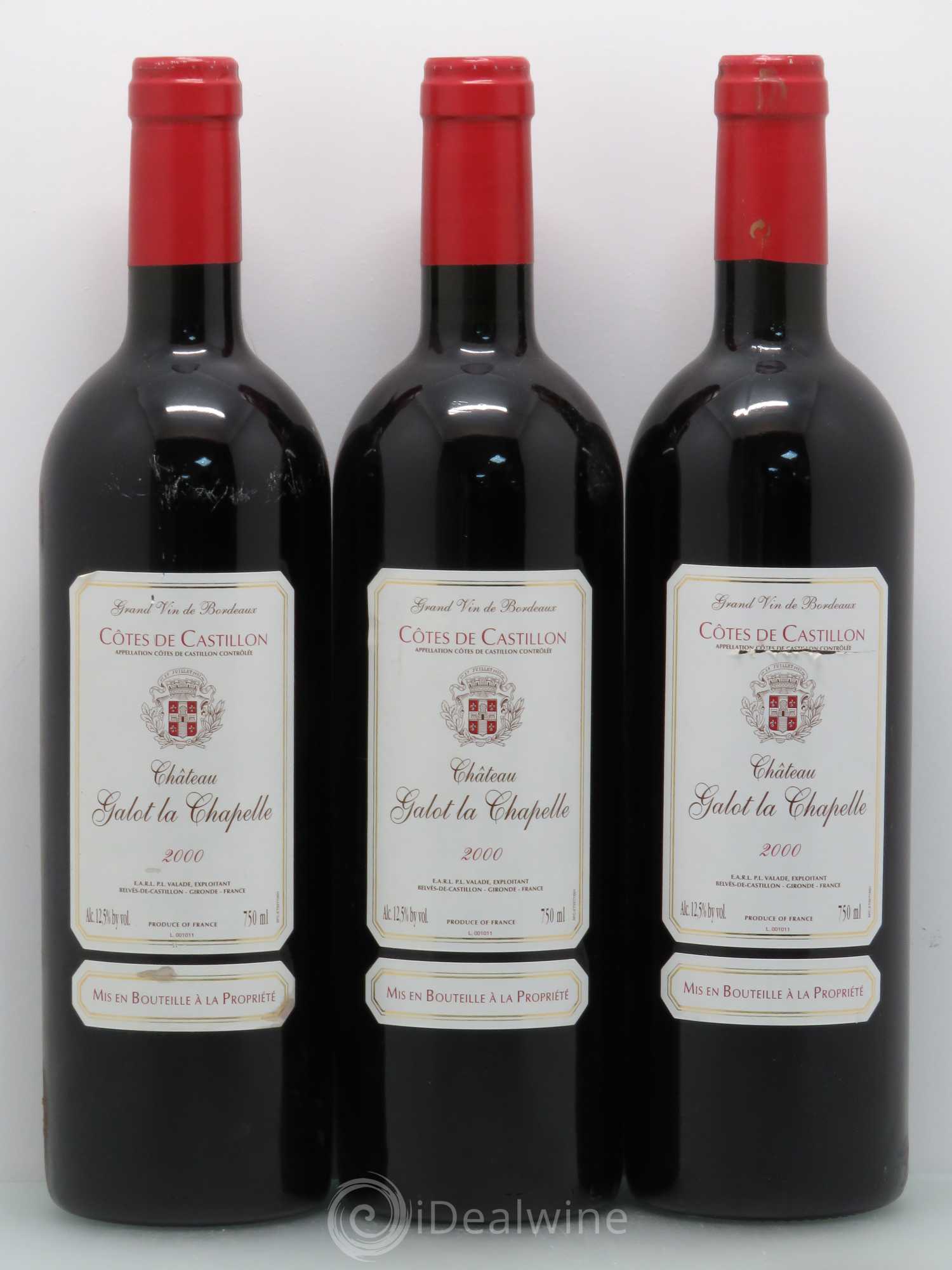 Castillon-Côtes-de-Bordeaux (Côtes-de-Castillon) Château Galot La Chappelle 2000 - Posten von 12 Flaschen - 4