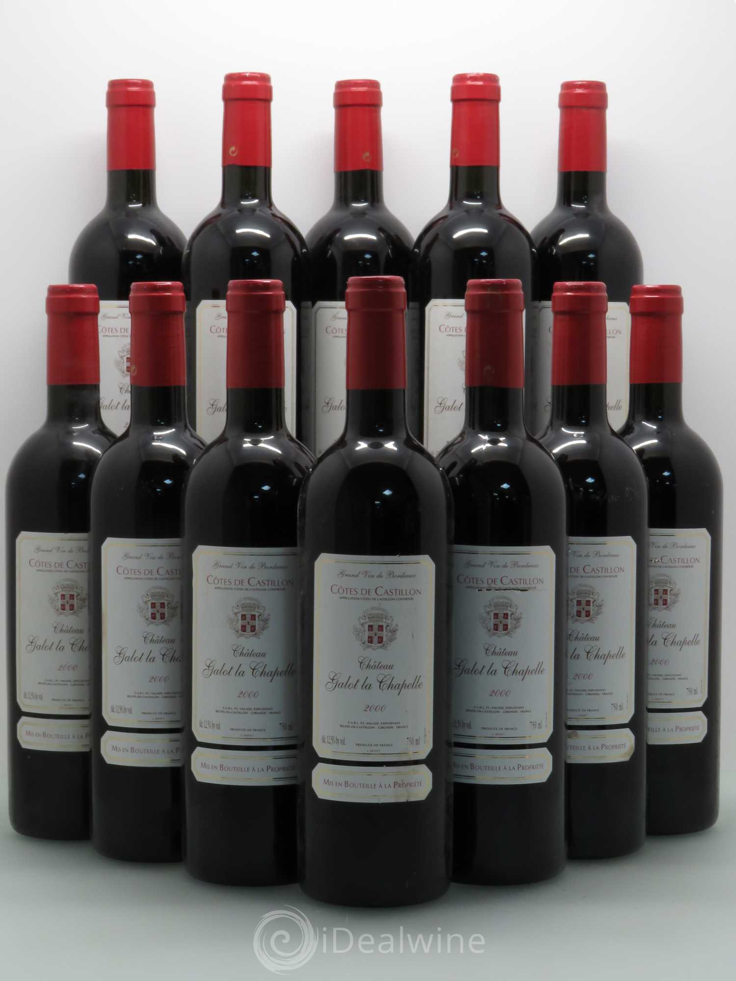 Castillon-Côtes-de-Bordeaux (Côtes-de-Castillon) Château Galot La Chappelle 2000 - Posten von 12 Flaschen - 0