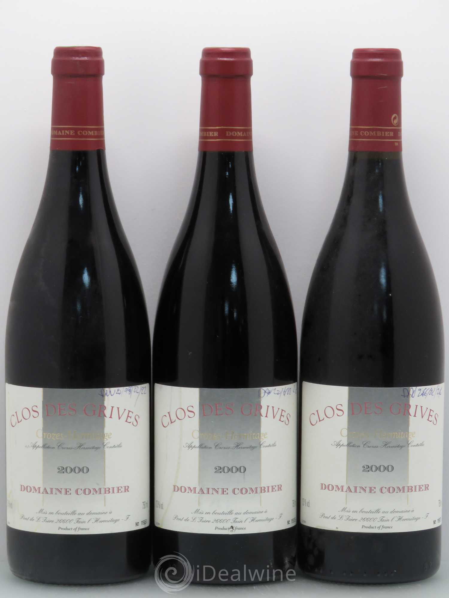 Crozes-Hermitage Clos des Grives Combier 2000 - Lot de 3 bouteilles - 0