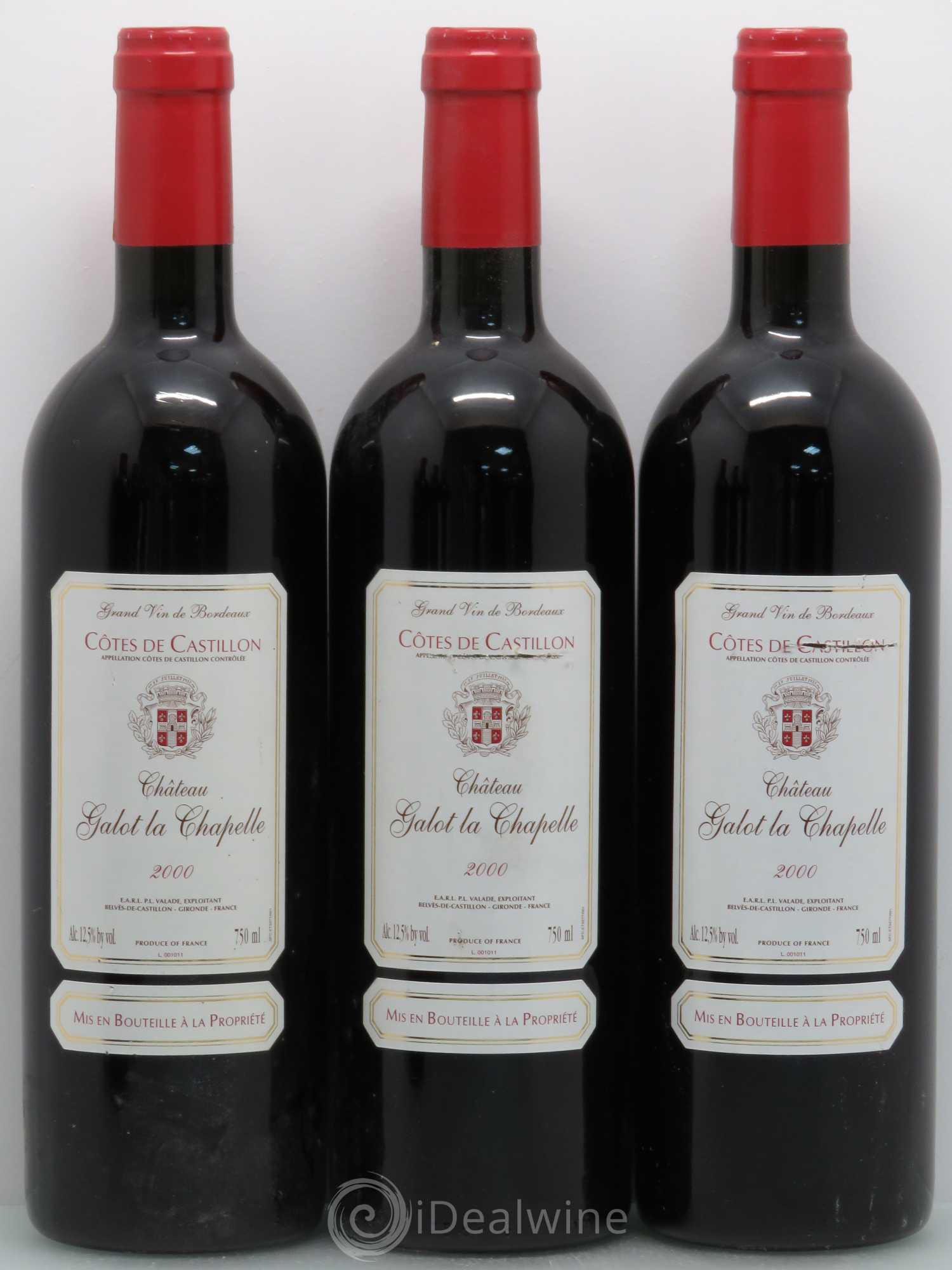 Castillon-Côtes-de-Bordeaux (Côtes-de-Castillon) Château Galot La Chappelle 2000 - Posten von 6 Flaschen - 1
