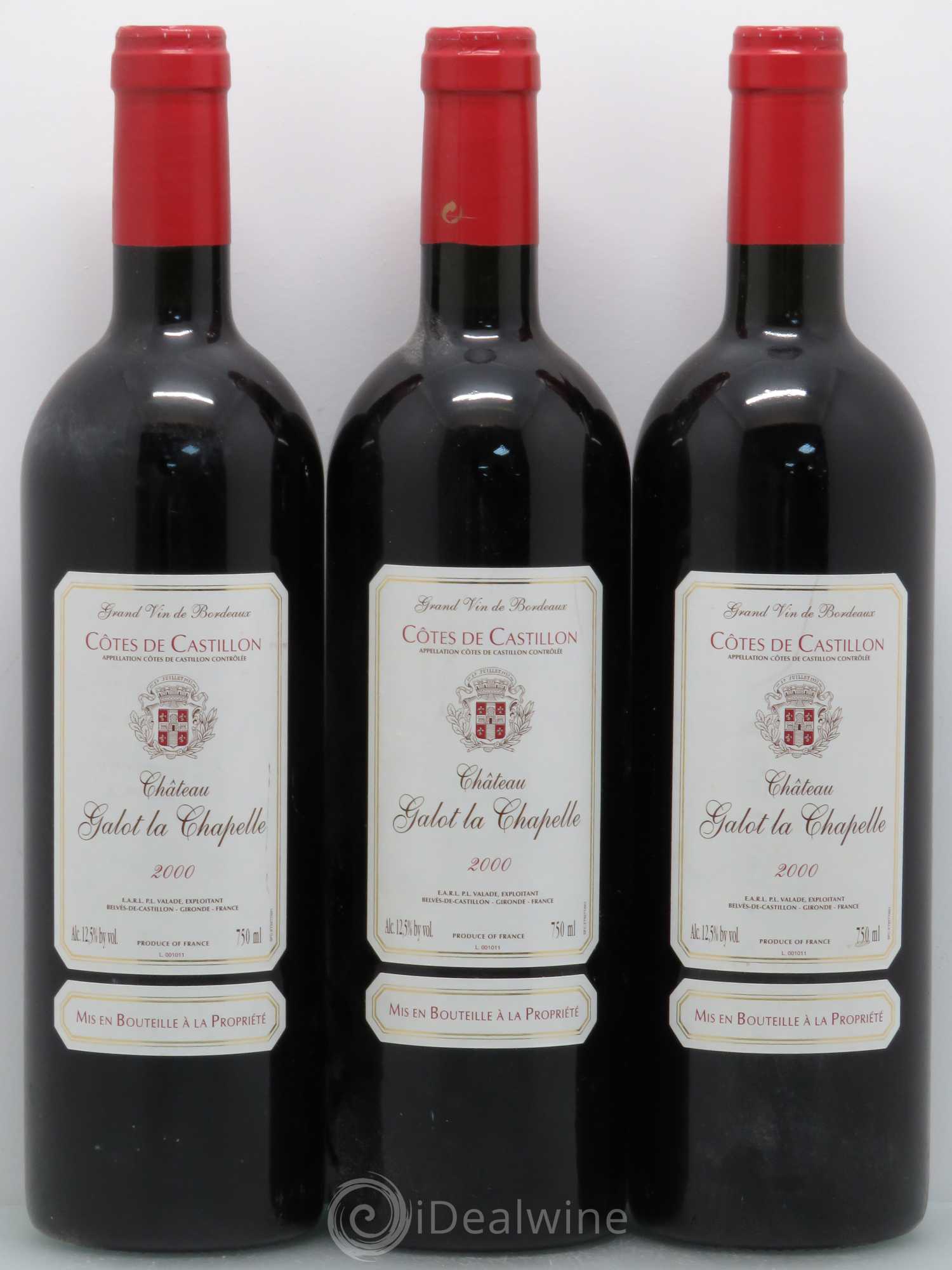 Castillon-Côtes-de-Bordeaux (Côtes-de-Castillon) Château Galot La Chappelle 2000 - Posten von 6 Flaschen - 2