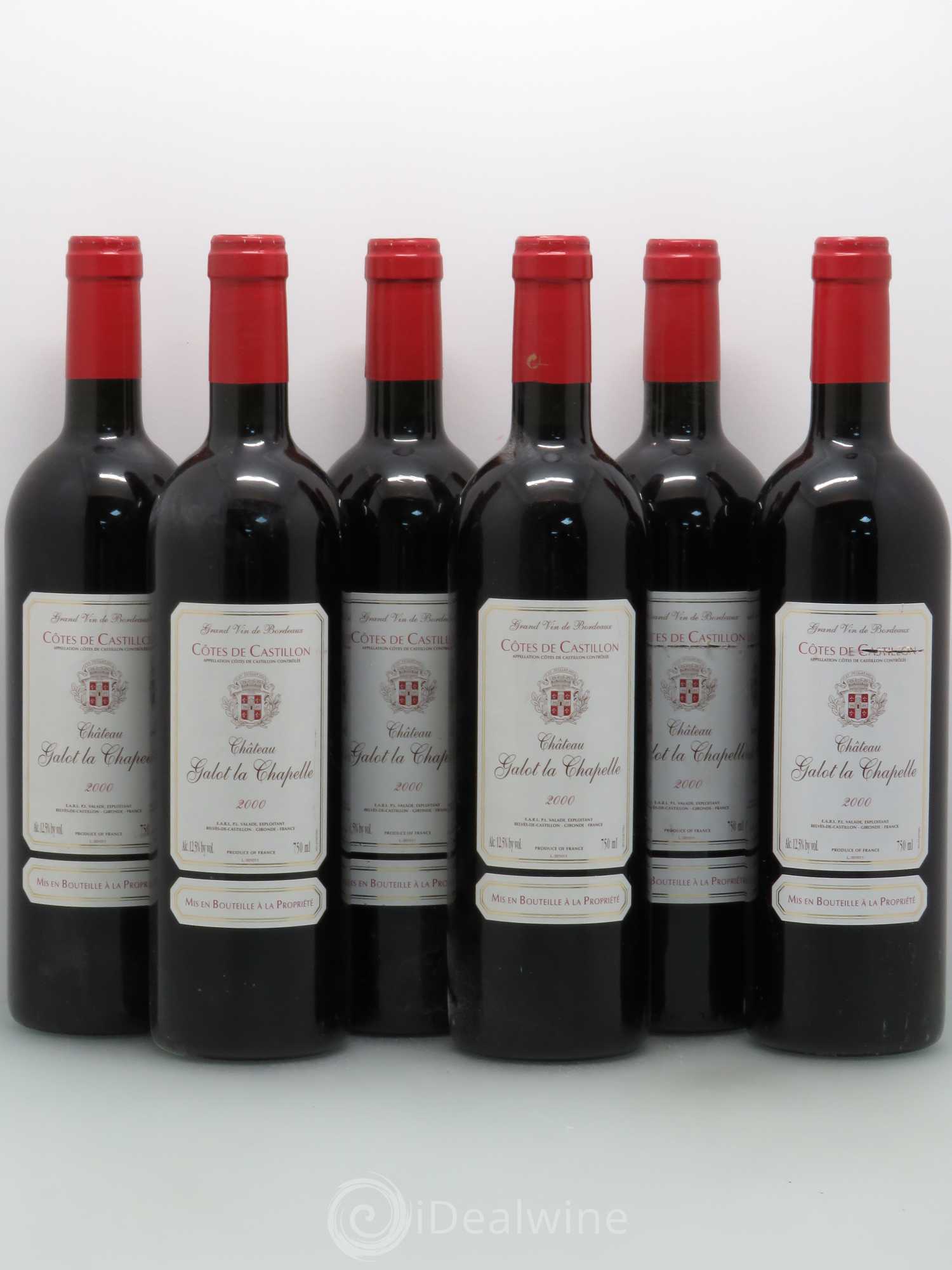 Castillon-Côtes-de-Bordeaux (Côtes-de-Castillon) Château Galot La Chappelle 2000 - Posten von 6 Flaschen - 0