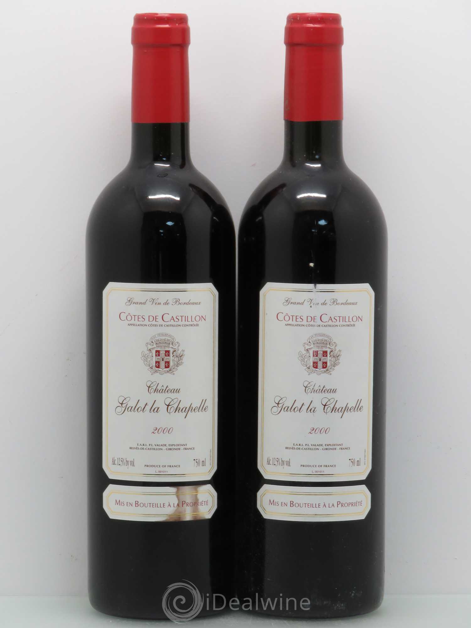 Castillon-Côtes-de-Bordeaux (Côtes-de-Castillon) Château Galot La Chappelle 2000 - Posten von 2 Flaschen - 0