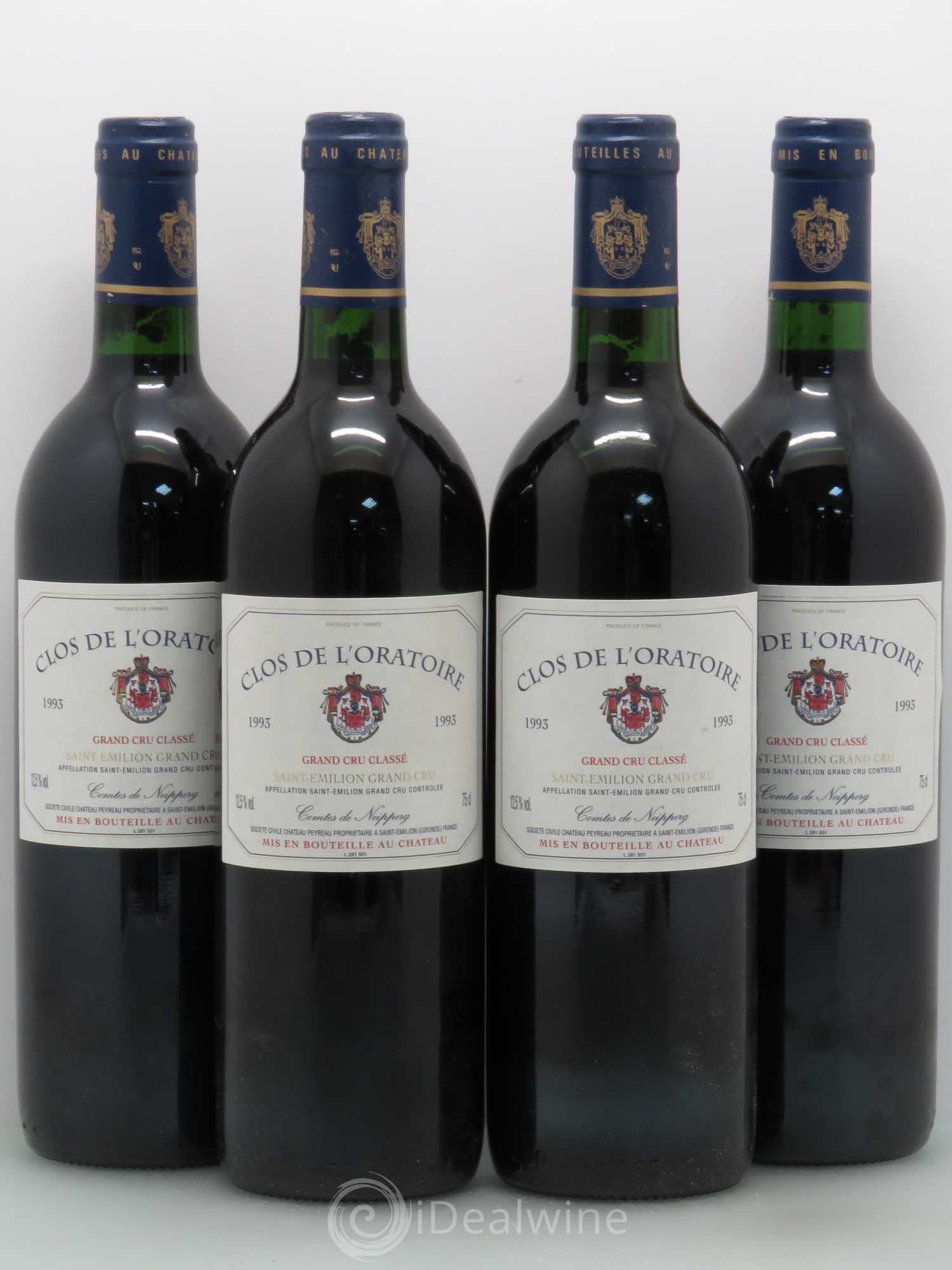 Clos de l'Oratoire Grand Cru Classé 1993 - Lot de 4 bouteilles - 0