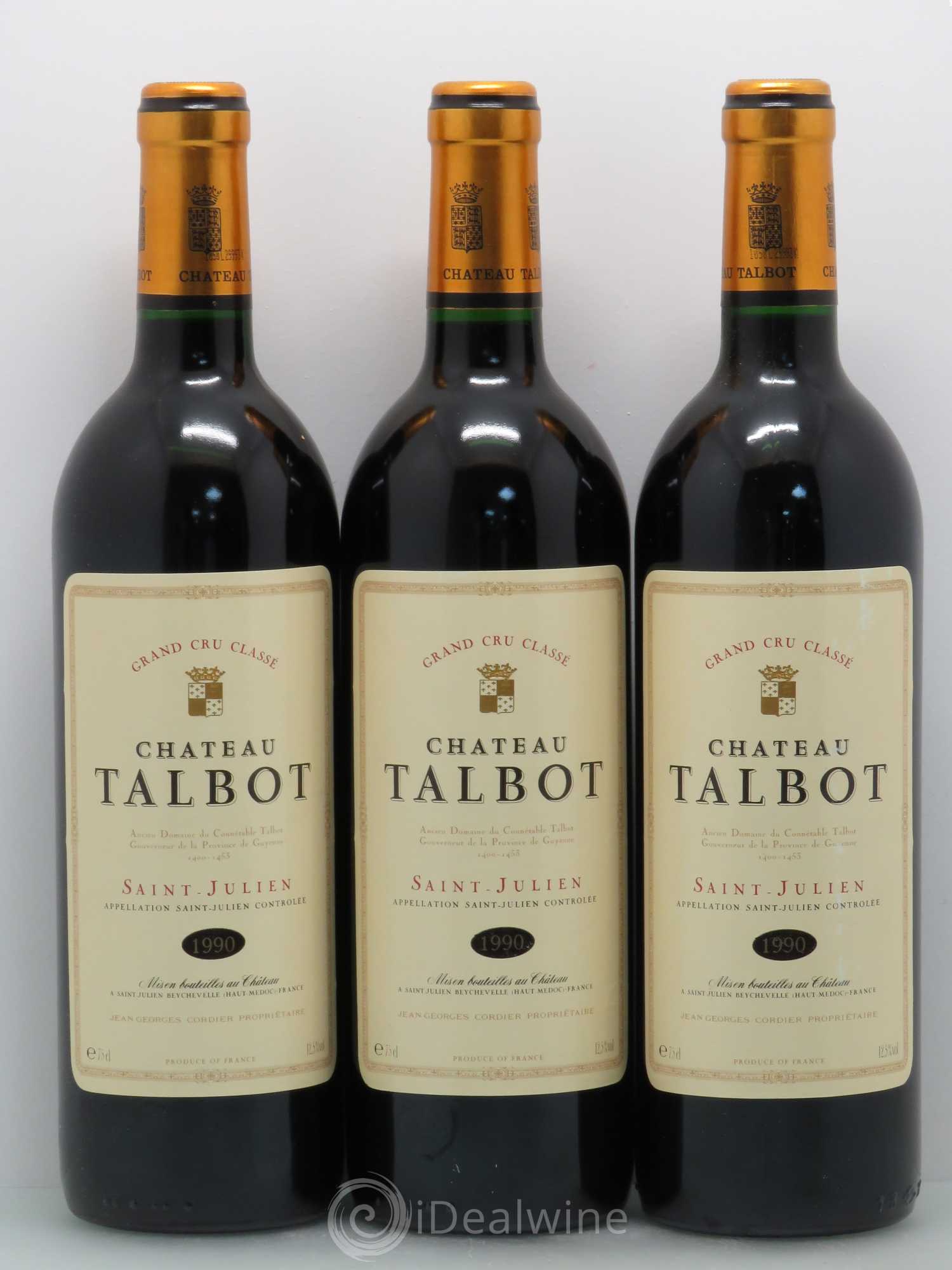 Château Talbot 4ème Grand Cru Classé 1990 - Lot de 3 bouteilles - 0