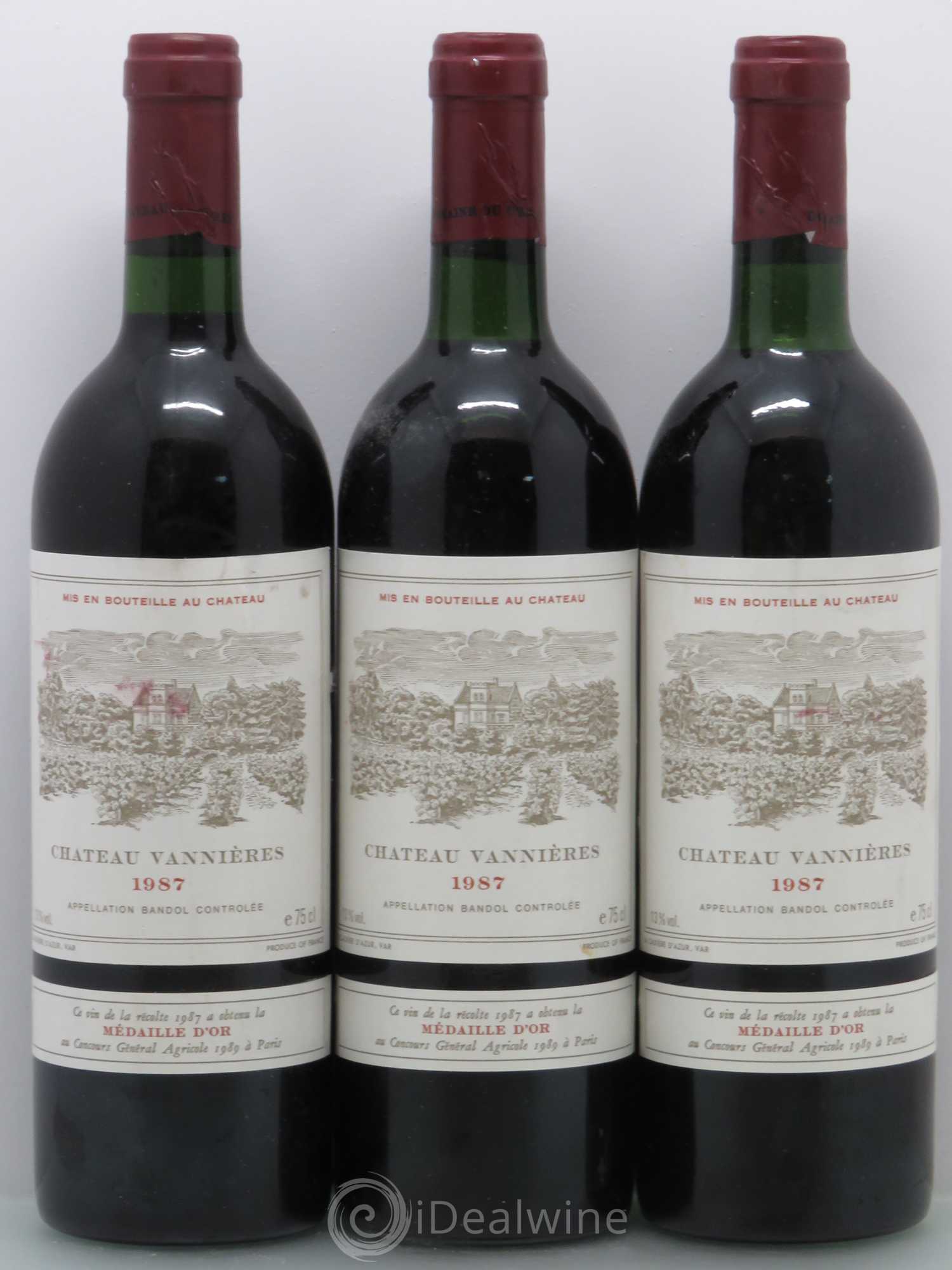 Bandol Château Vannières Éric et Charles-Éric Boisseaux 1987 - Lot de 6 bouteilles - 1