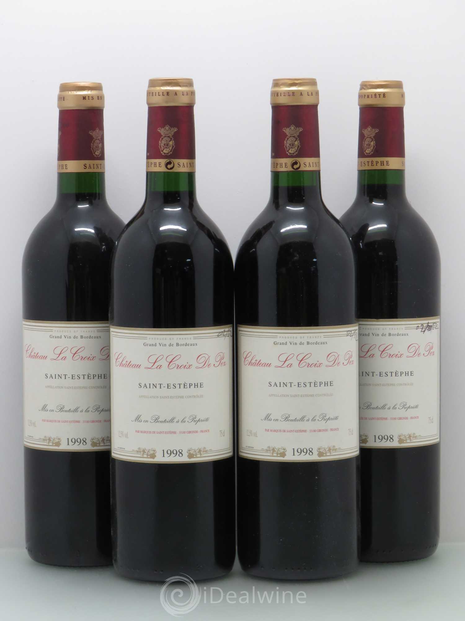 Château Saint-Estèphe Château La Croix de Pez 1998 - Posten von 4 Flaschen - 0