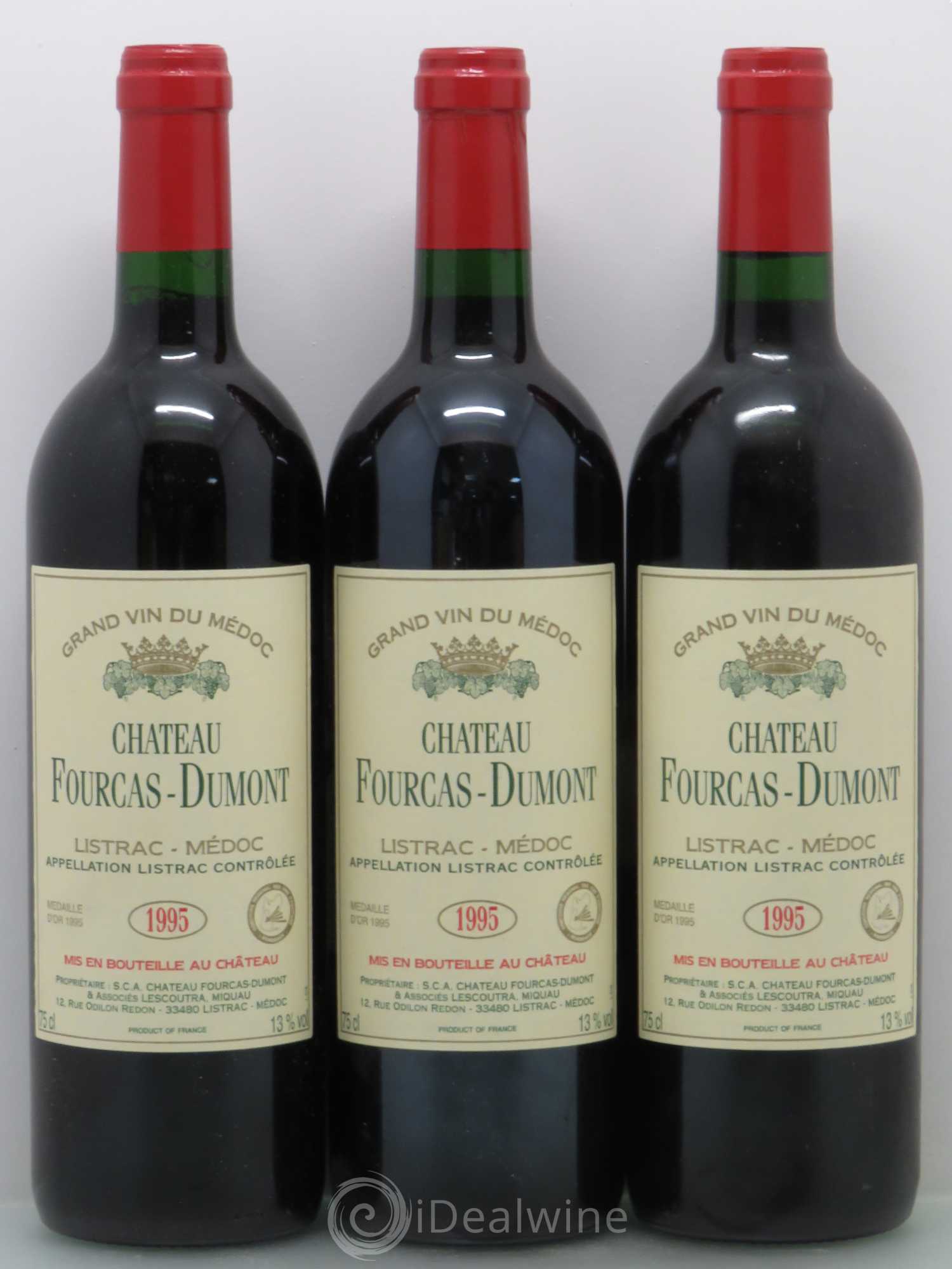 Listrac Chateau Fourcas Dumont 1995 - Posten von 3 Flaschen - 0