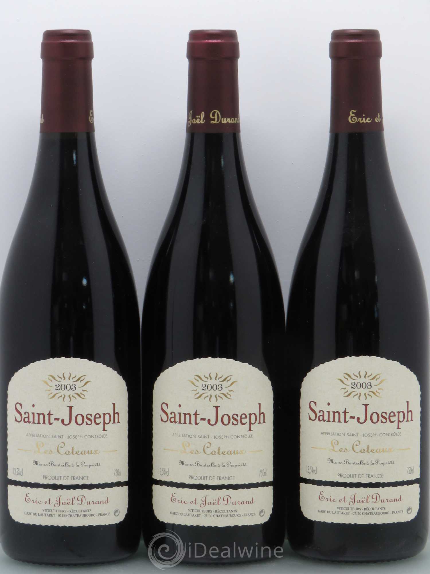 Saint-Joseph Les Coteaux Durand 2003 - Posten von 12 Flaschen - 2