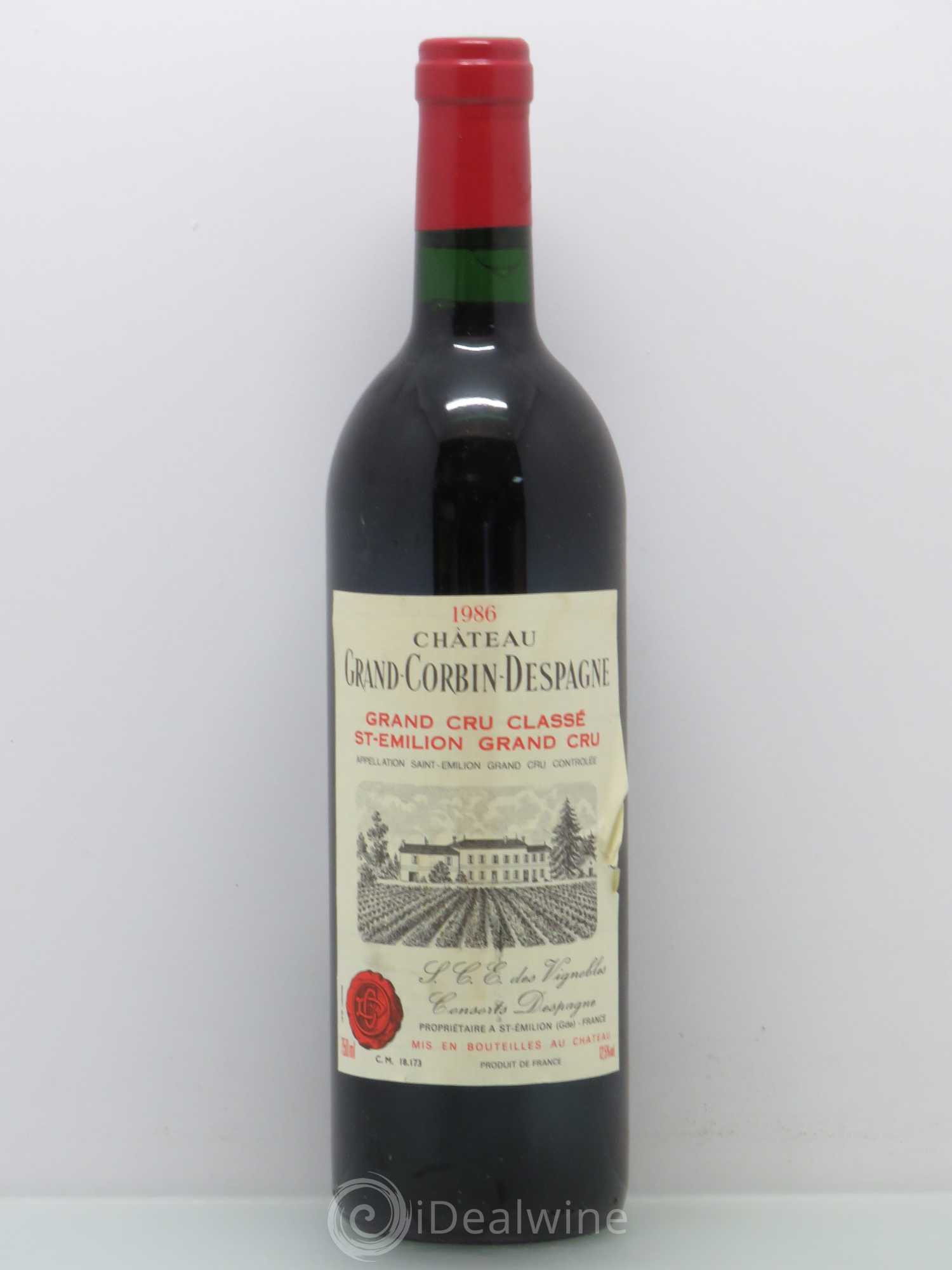 Château Grand Corbin Despagne Grand Cru Classé 1986 - Lot de 1 bouteille - 0