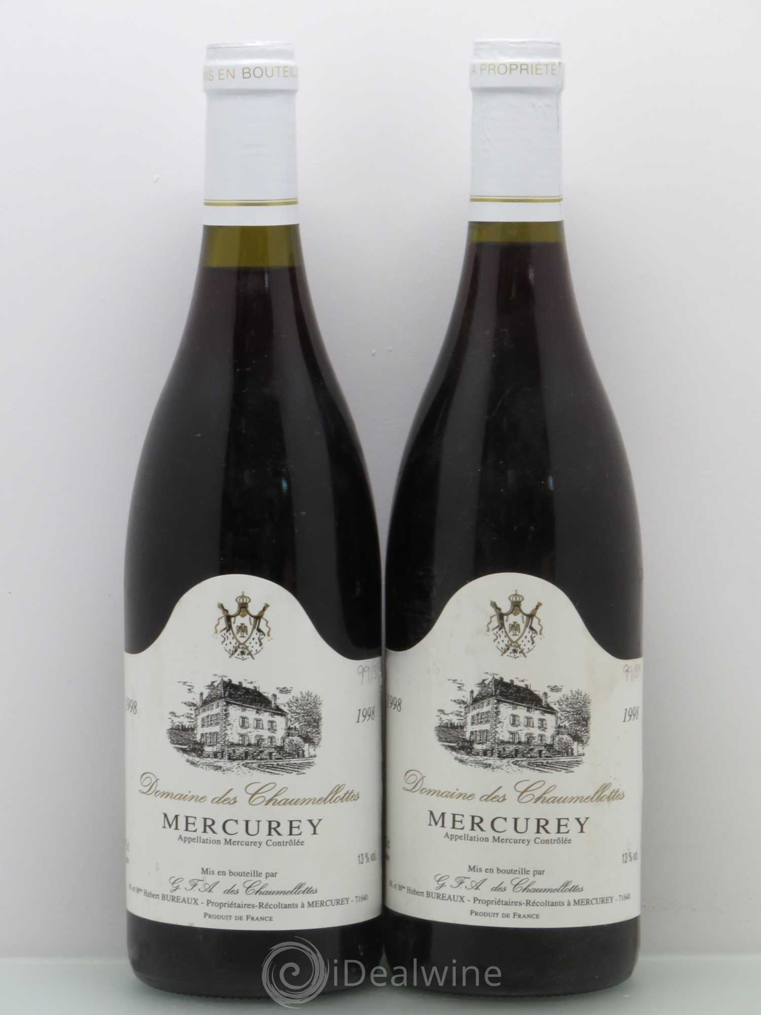 Mercurey Domaine Des Chaumellottes 1998 - Posten von 2 Flaschen - 0