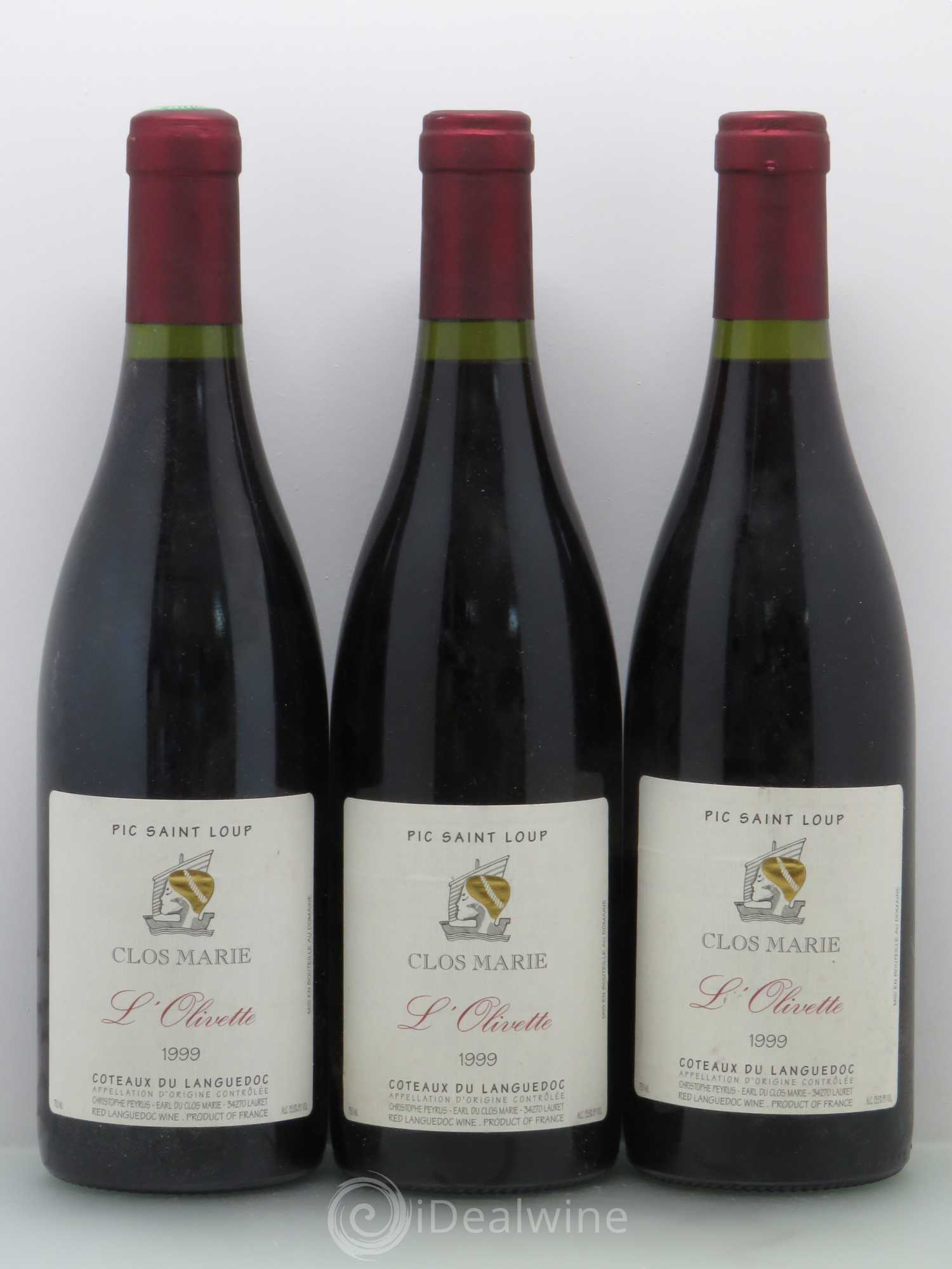 Pic Saint-Loup Clos Marie Olivette Christophe Peyrus et Françoise Julien (sans prix de réserve) 1999 - Lot de 3 bouteilles - 0