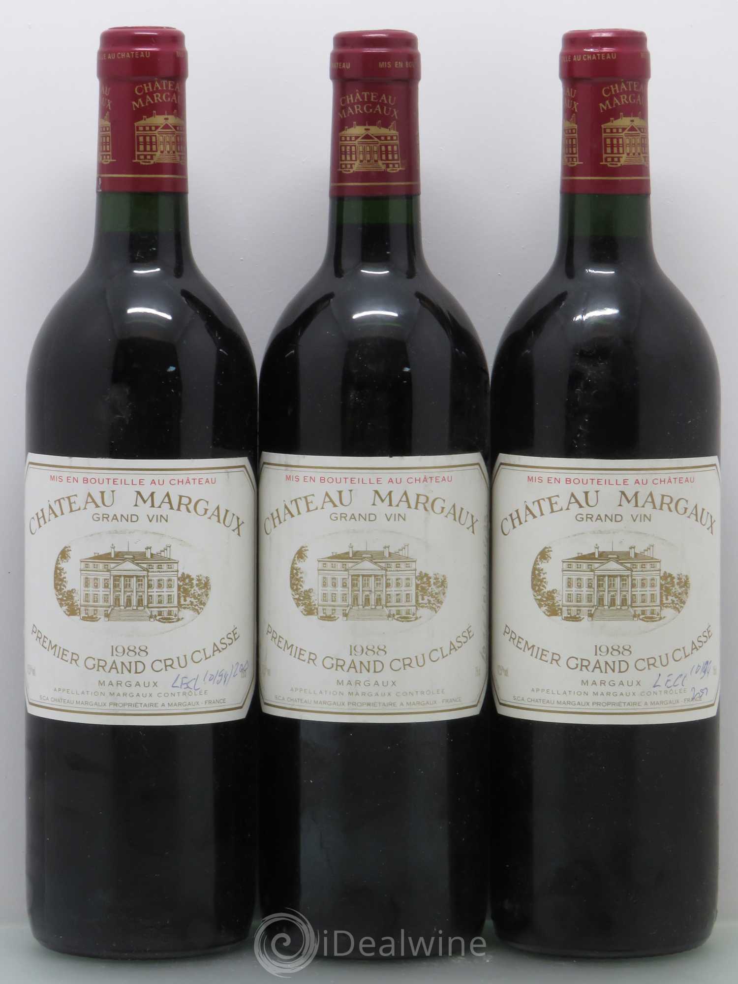 Château Margaux 1er Grand Cru Classé 1988 - Lot de 3 bouteilles - 0