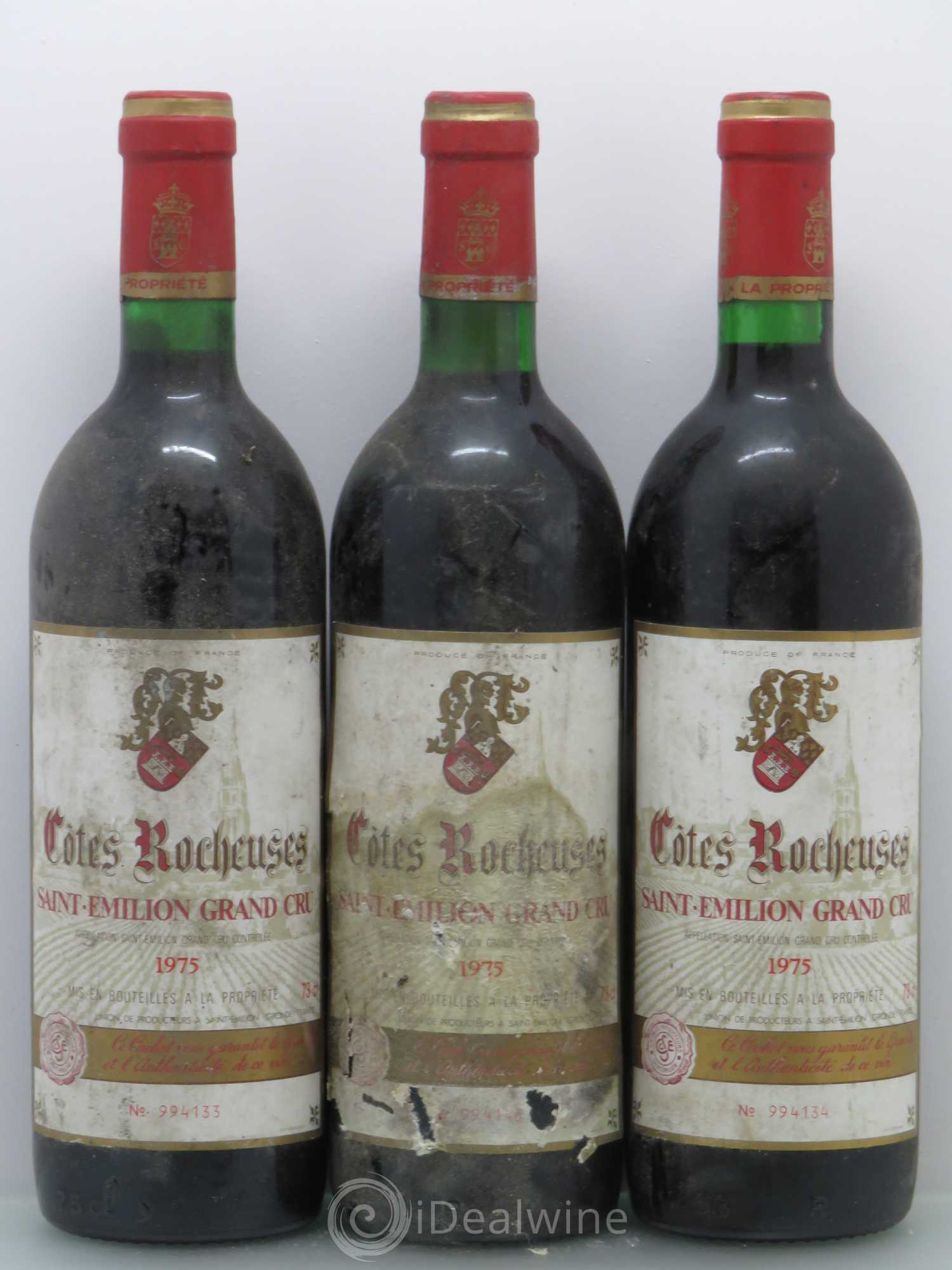 Saint-Émilion Cotes Rocheuses 1975 - Lot of 3 bottles - 0