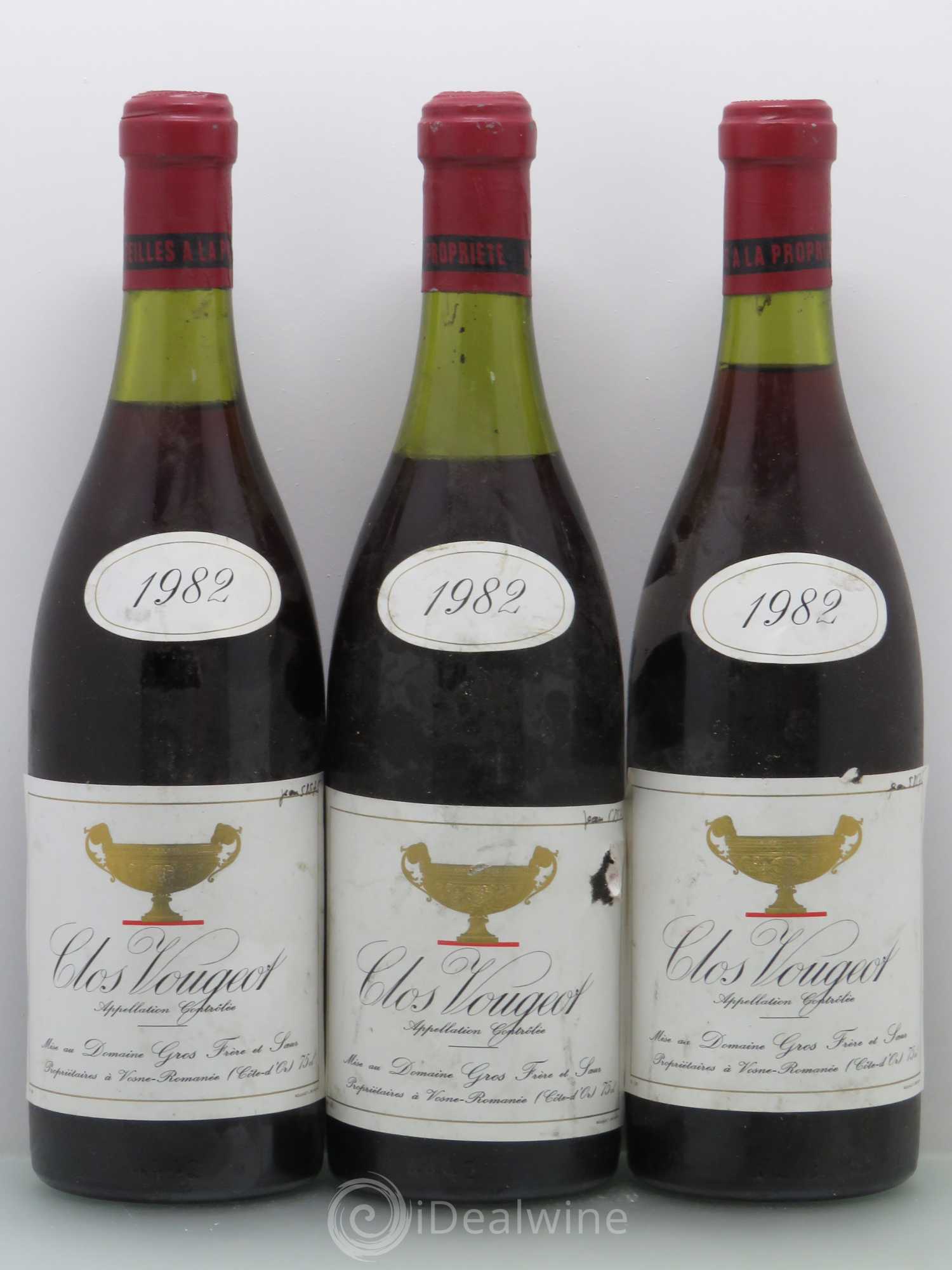 Clos de Vougeot Grand Cru Anne Gros 1982 - Lot de 3 bouteilles - 0