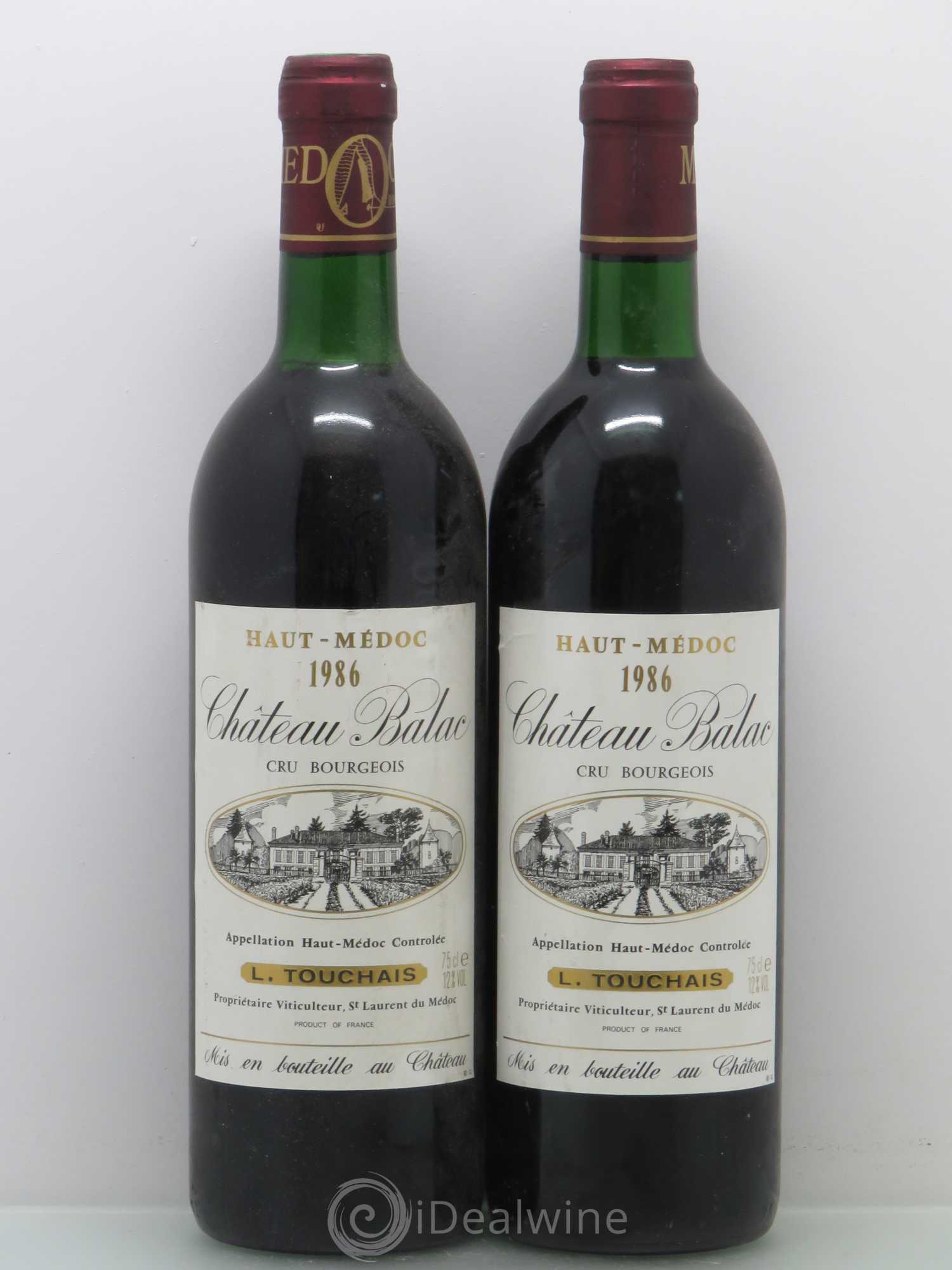 Château Balac Cru Bourgeois 1986 - Lot de 2 bouteilles - 0