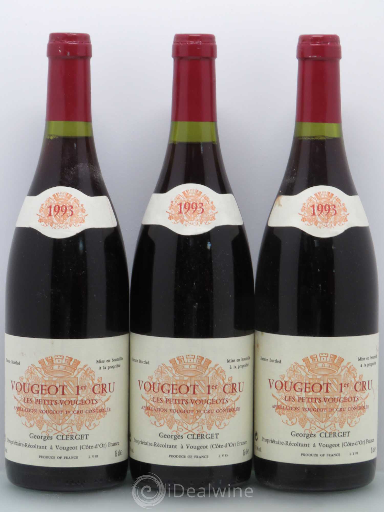 Vougeot 1er Cru Les Petits Vougeot - Georges Clerget 1993 - Posten von 6 Flaschen - 1