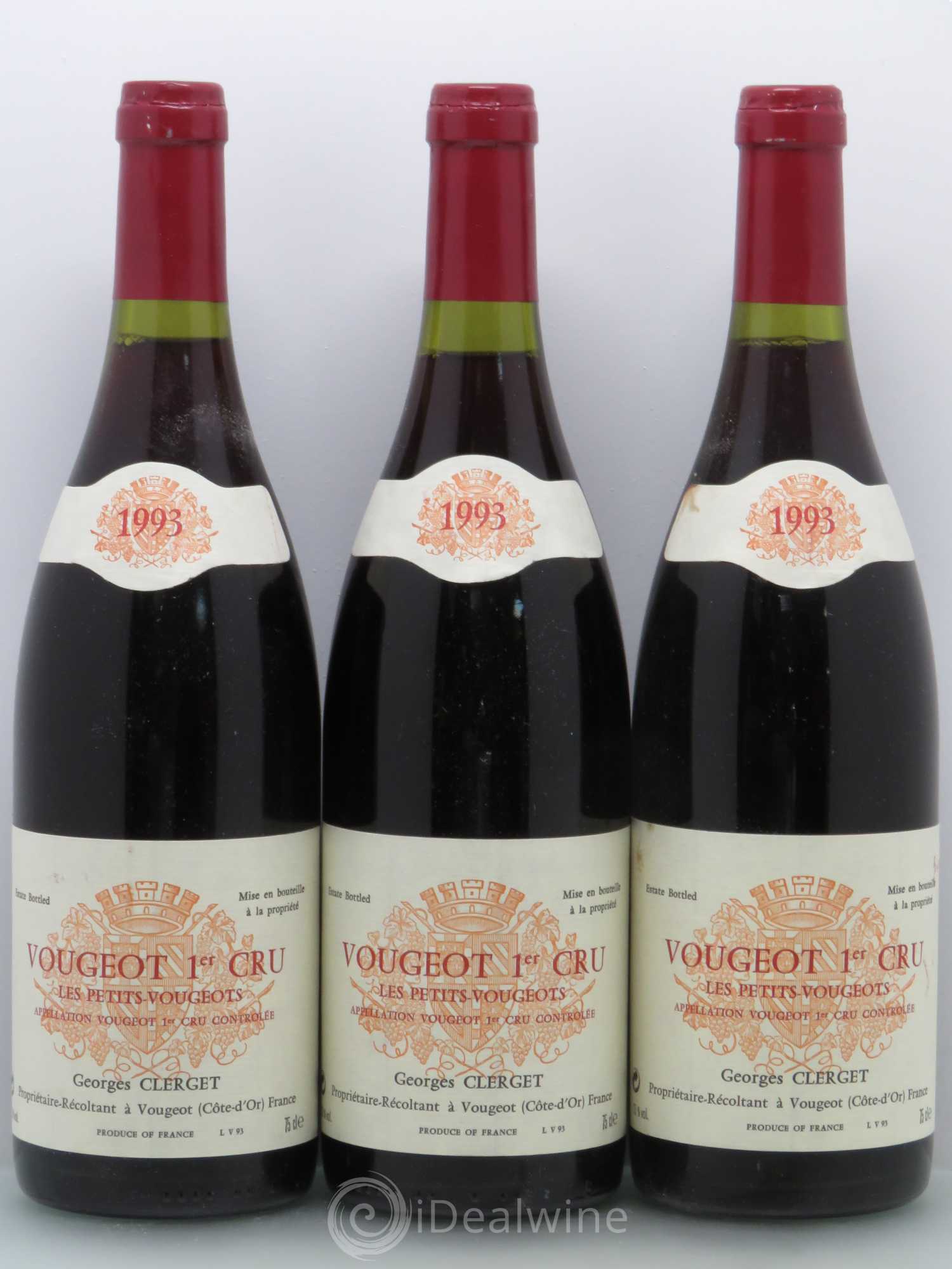 Vougeot 1er Cru Les Petits Vougeot - Georges Clerget 1993 - Posten von 6 Flaschen - 2