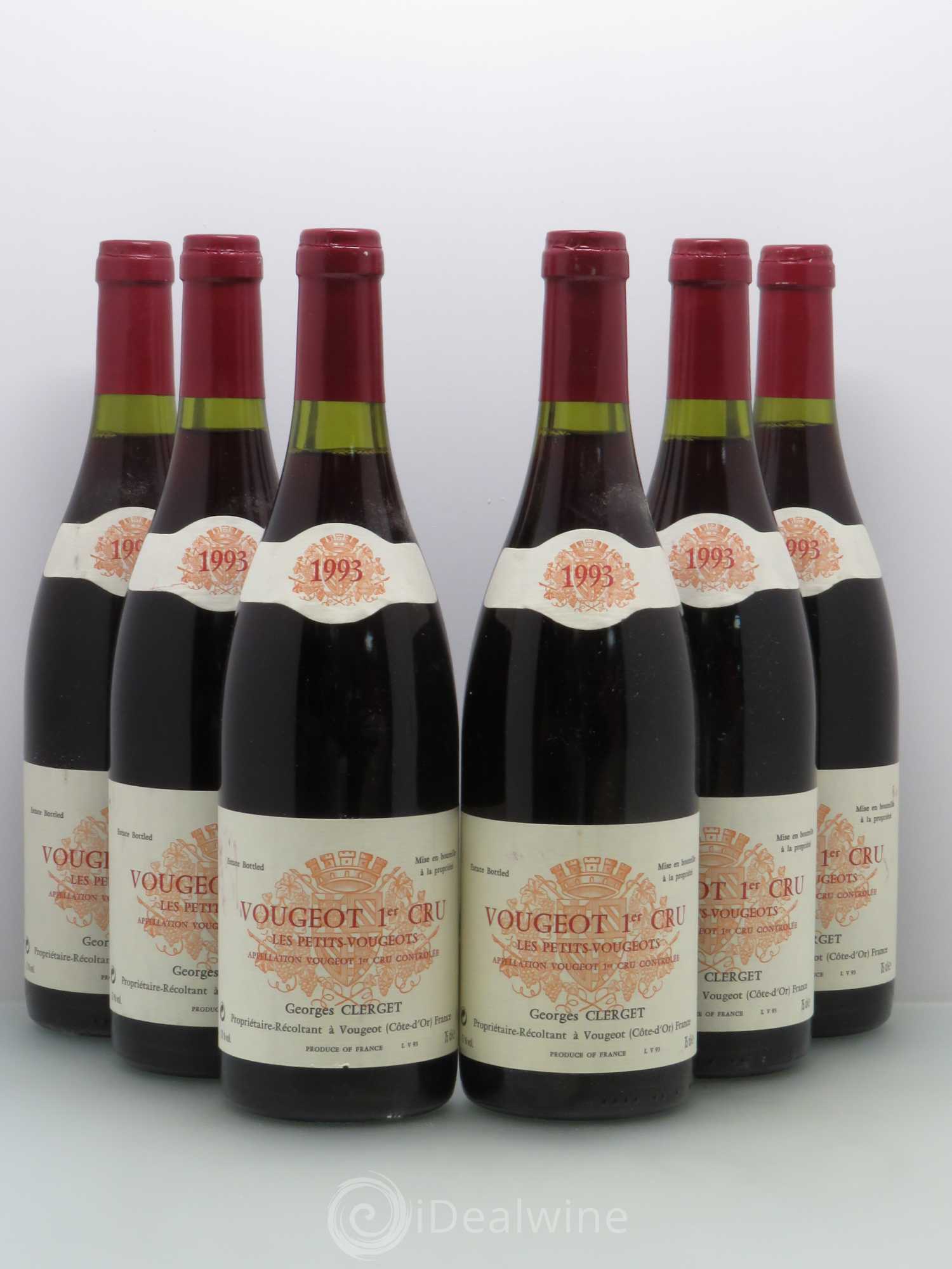 Vougeot 1er Cru Les Petits Vougeot - Georges Clerget 1993 - Posten von 6 Flaschen - 0