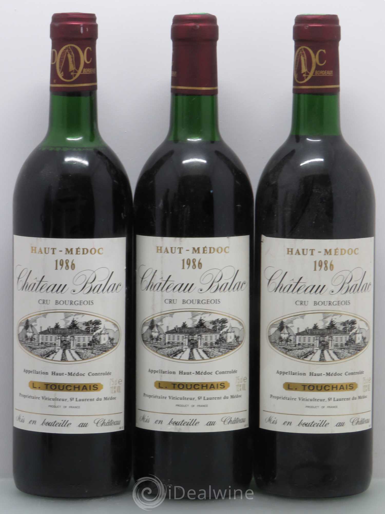 Château Balac Cru Bourgeois 1986 - Lot de 6 bouteilles - 1