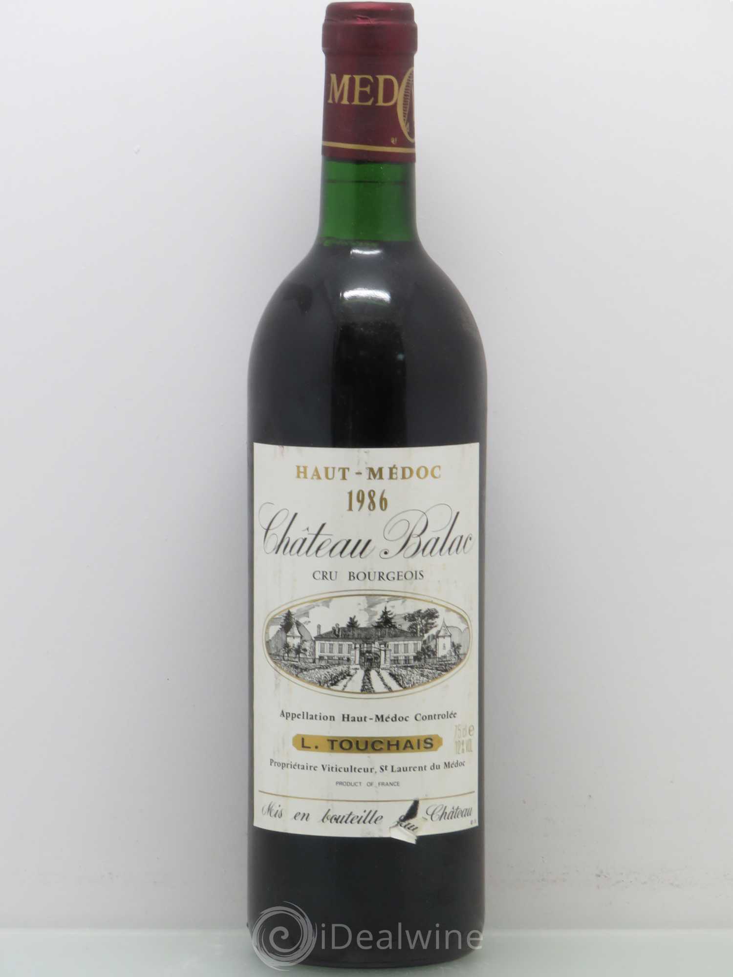 Château Balac Cru Bourgeois 1986 - Lot de 1 bouteille - 0