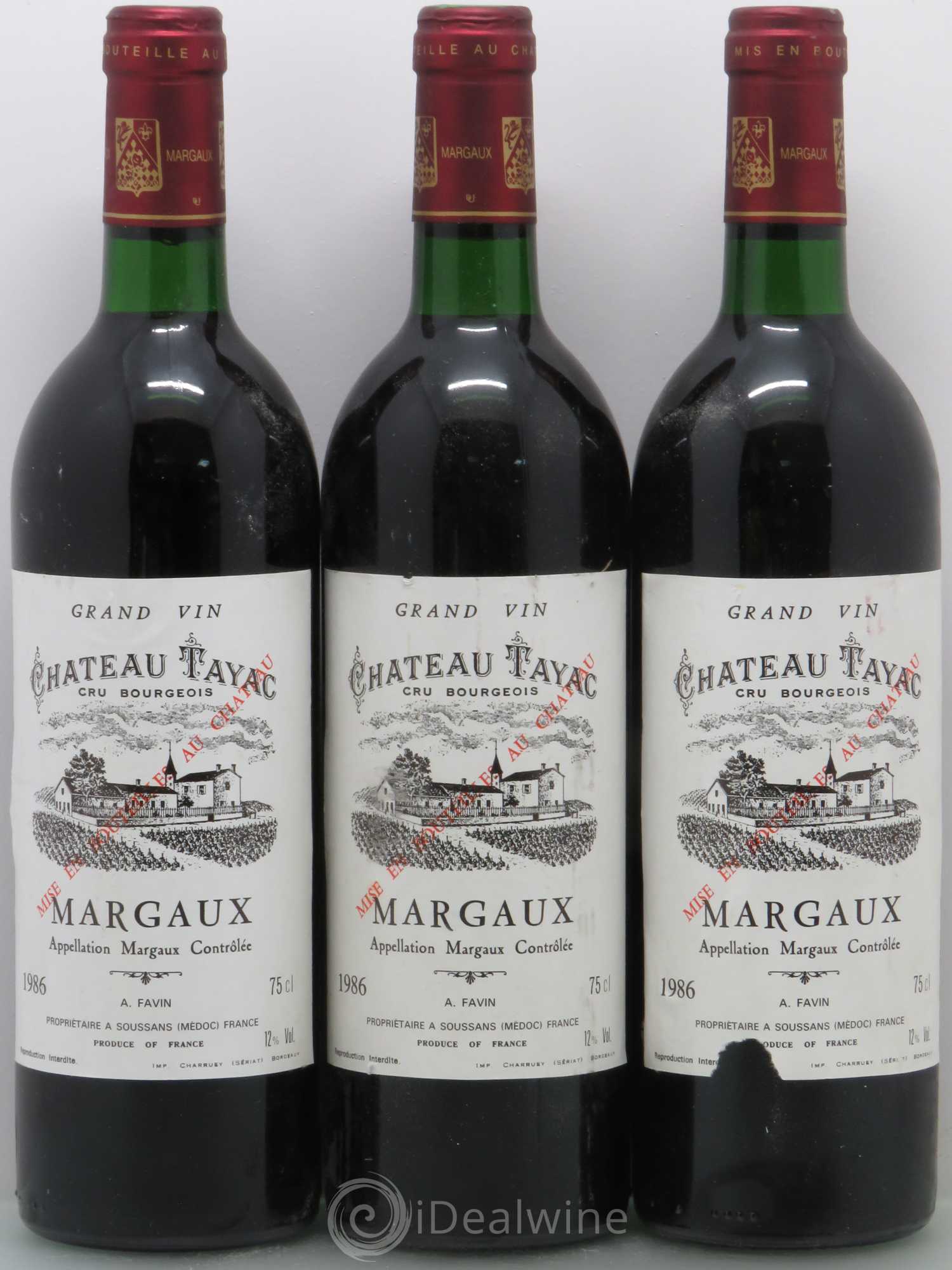 Château Tayac Cru Bourgeois 1986 - Lot de 3 bouteilles - 0