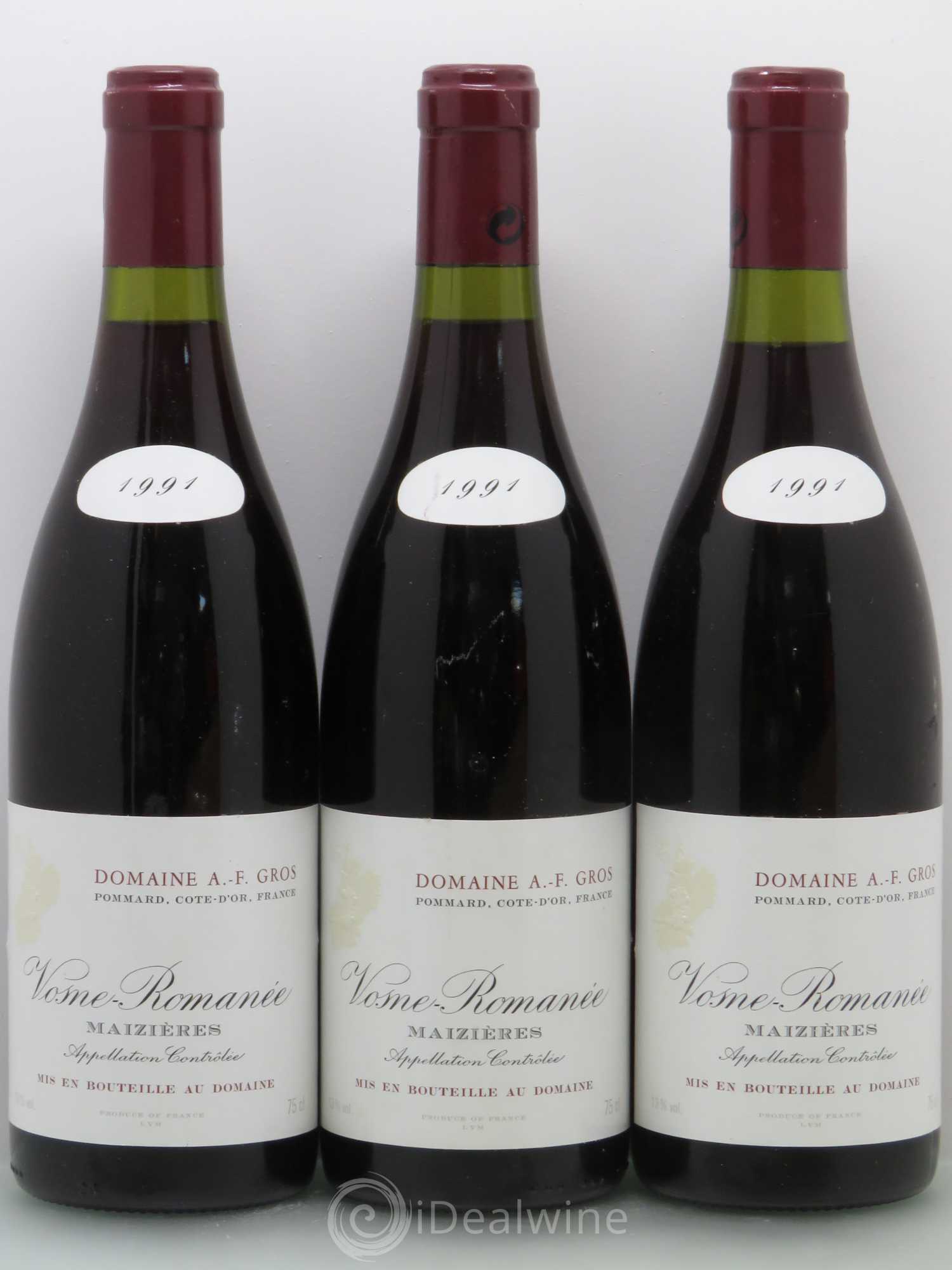 Vosne-Romanée Maizières A.-F. Gros 1991 - Lot de 3 bouteilles - 0