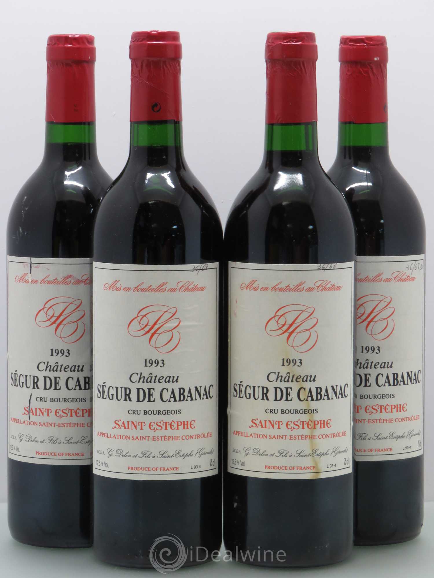 Château Ségur de Cabanac Cru Bourgeois 1993 - Lot de 4 bouteilles - 0