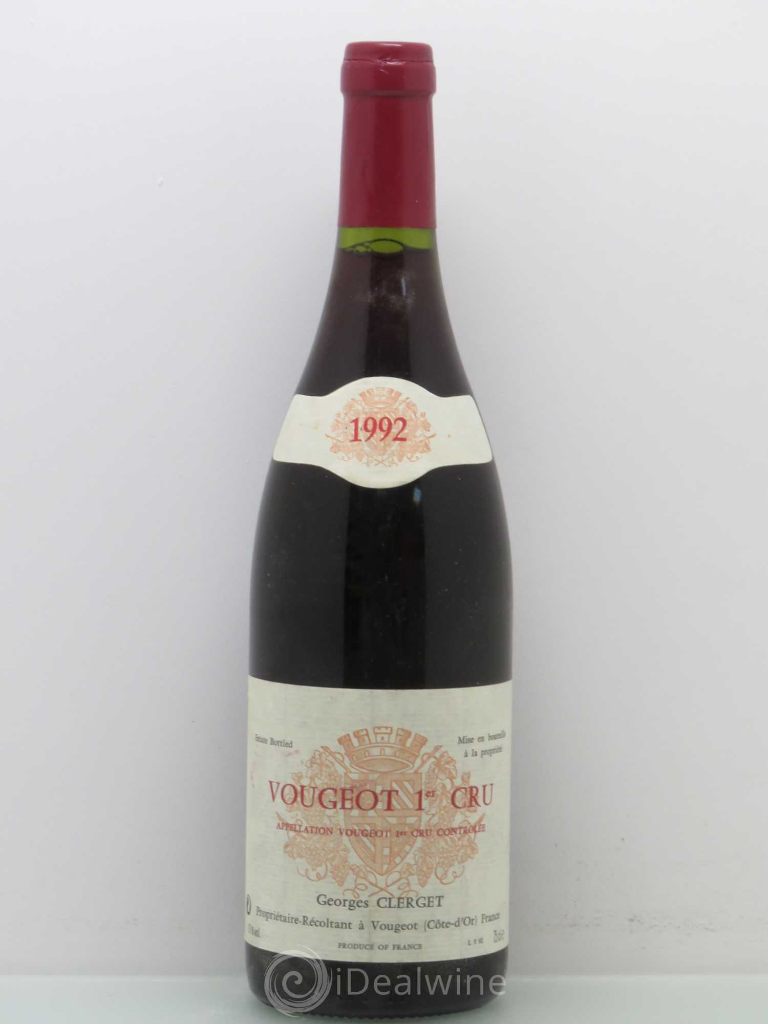 Vougeot 1er Cru Clerget 1992 - Lot de 1 bouteille - 0