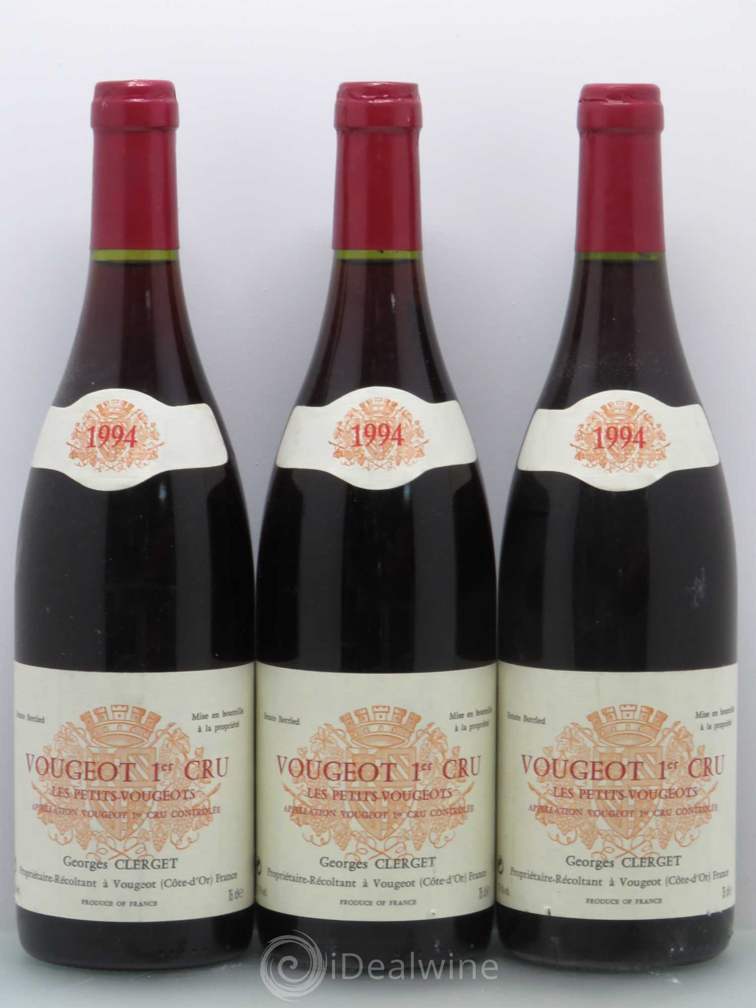 Vougeot 1er Cru Les Petits Vougeots - Georges Clerget 1994 - Posten von 3 Flaschen - 0